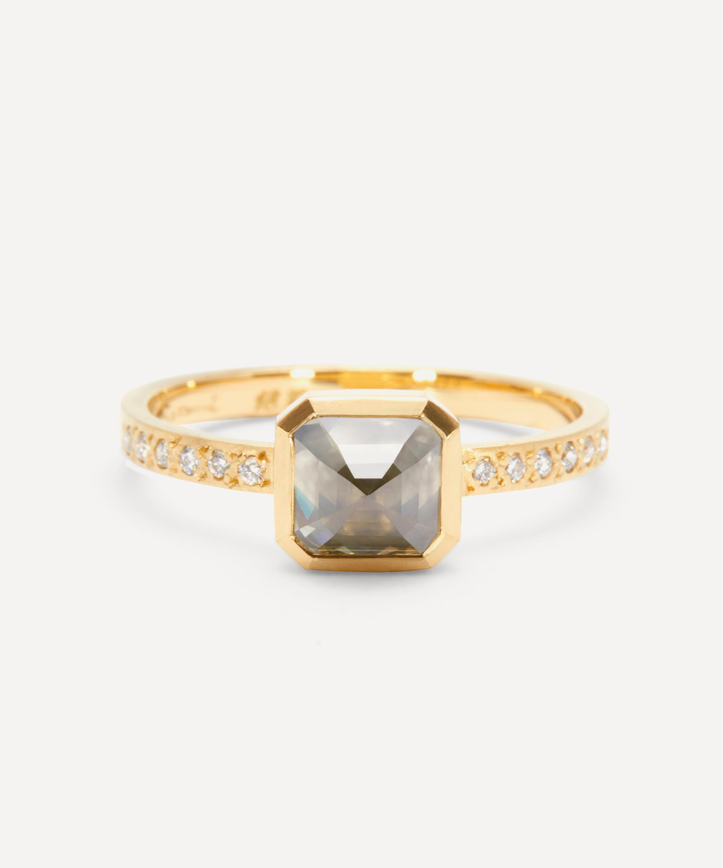 Satomi Kawakita - 18ct Gold Mogul Emerald Cut Grey Diamond Ring