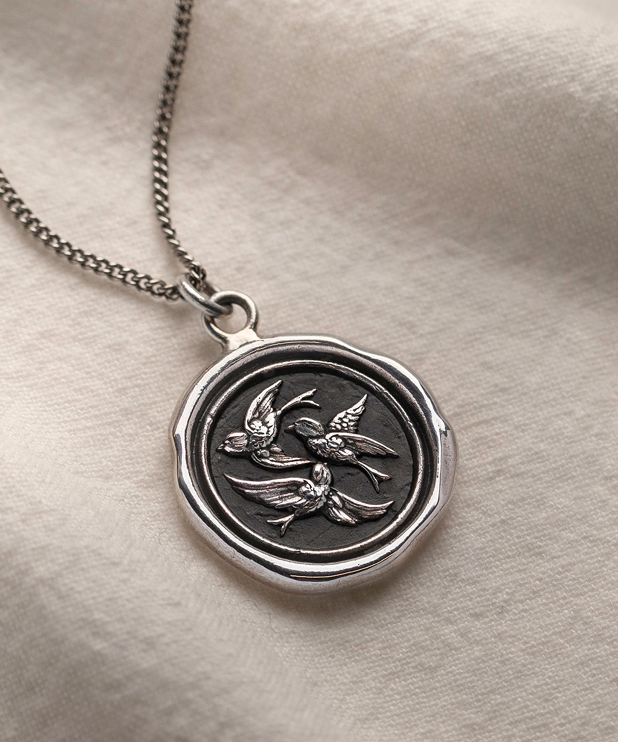 Pyrrha - Sterling Silver Birds of a Feather Talisman Necklace image number 2