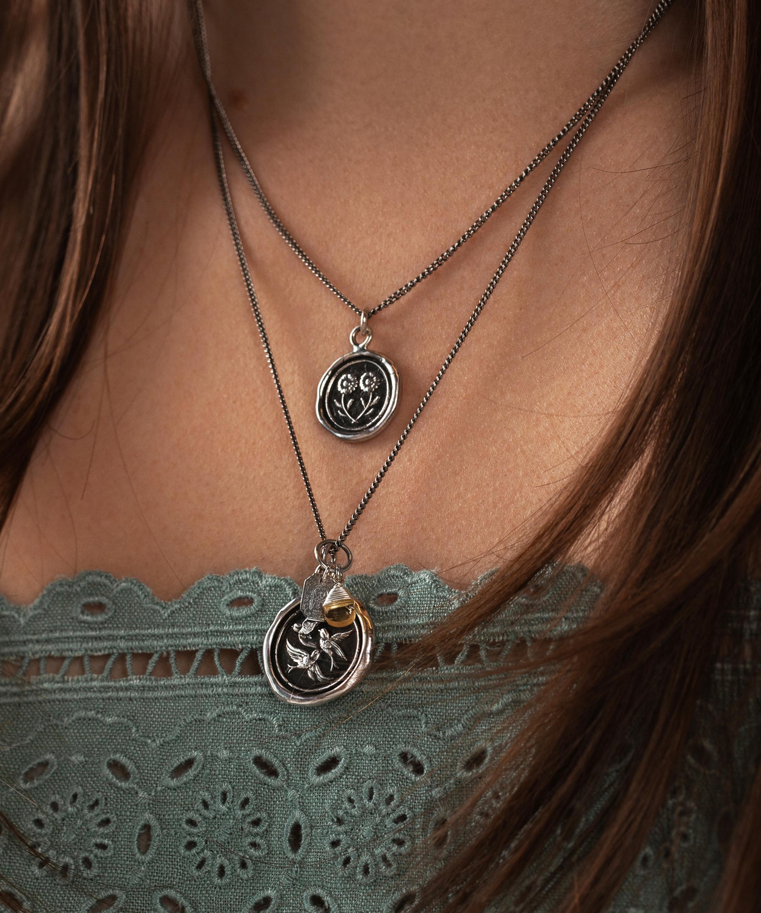 Pyrrha - Sterling Silver Birds of a Feather Talisman Necklace image number 3