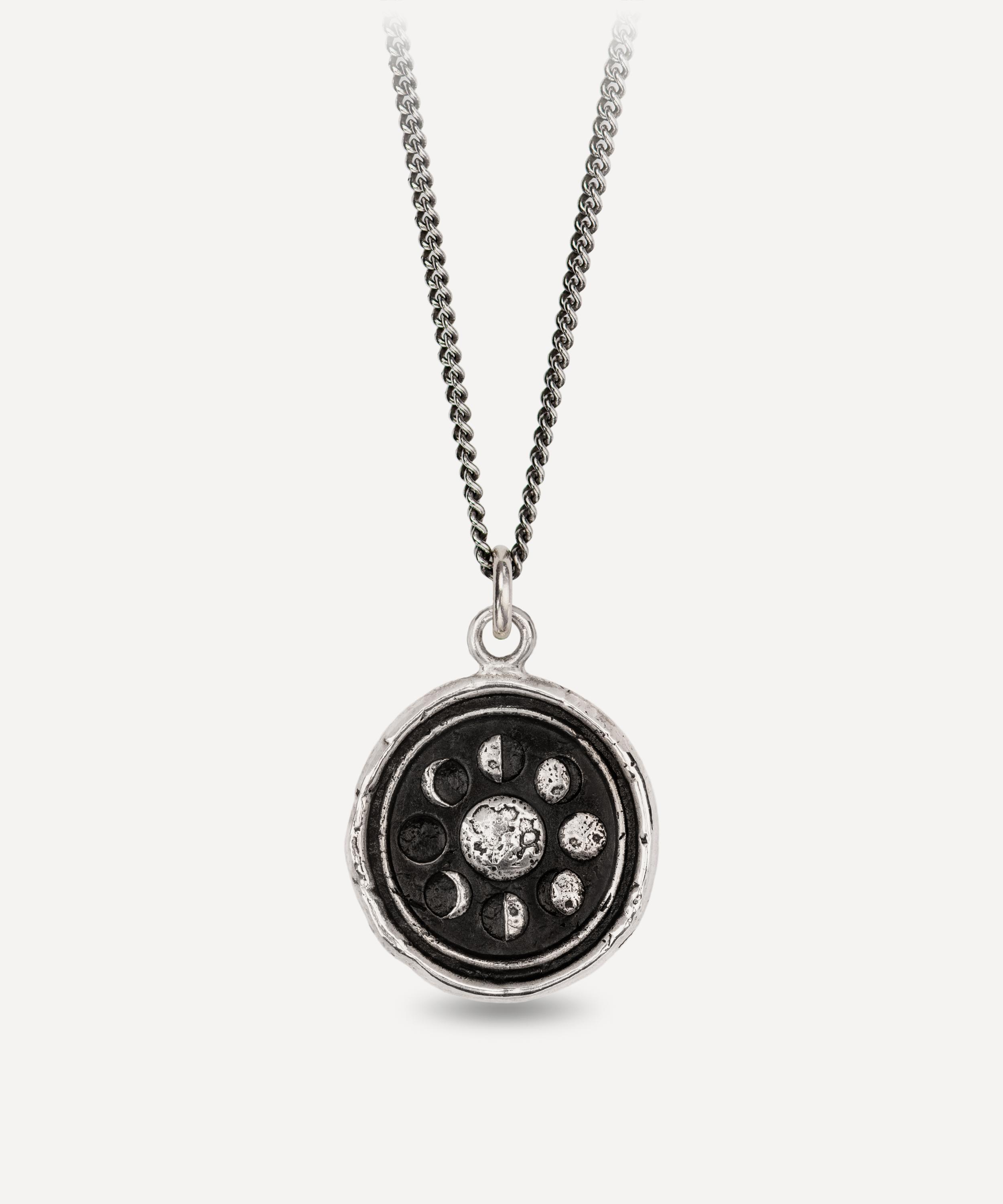 Pyrrha - Sterling Silver Moon Phases Talisman Necklace image number 0