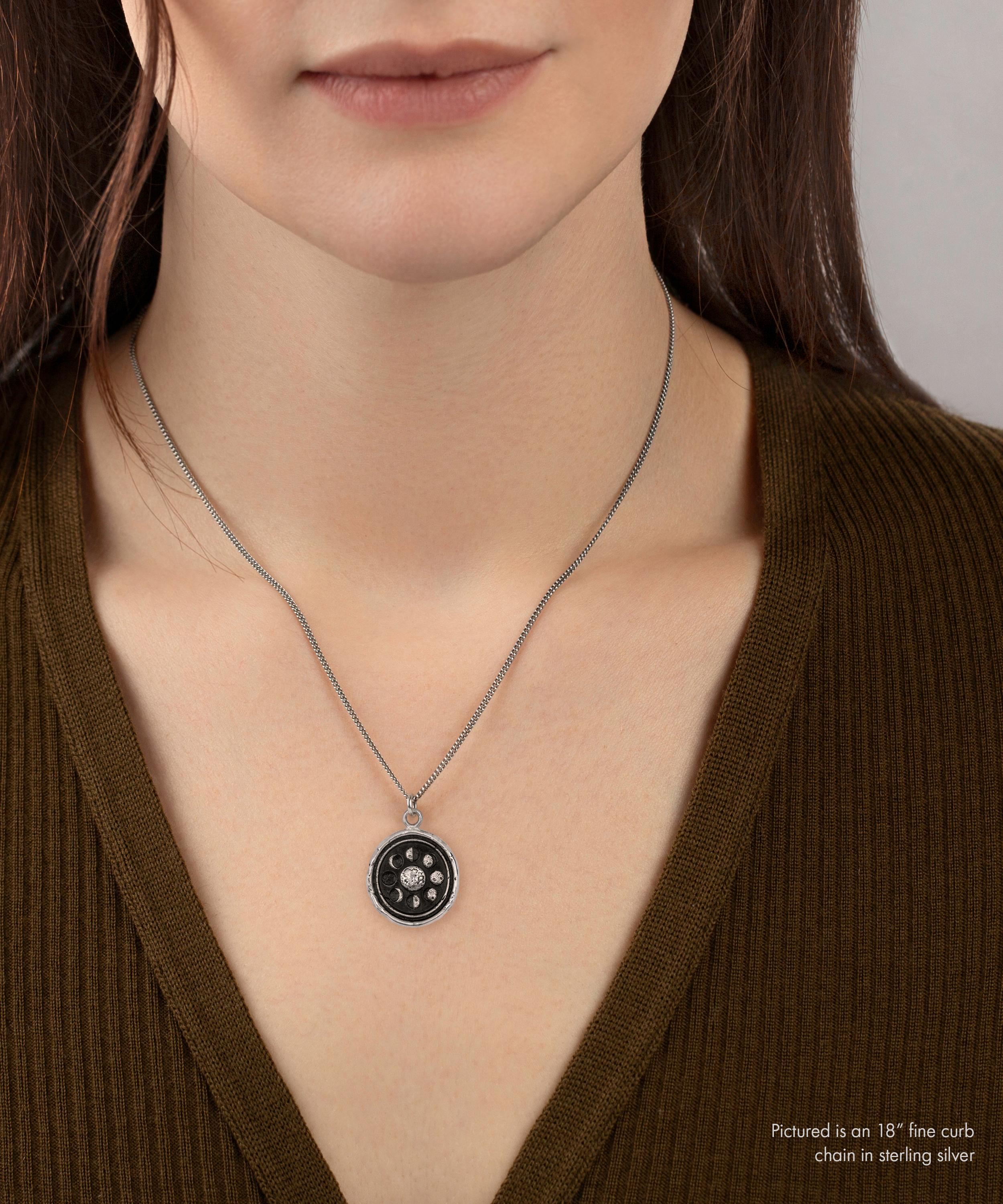 Pyrrha - Sterling Silver Moon Phases Talisman Necklace image number 1