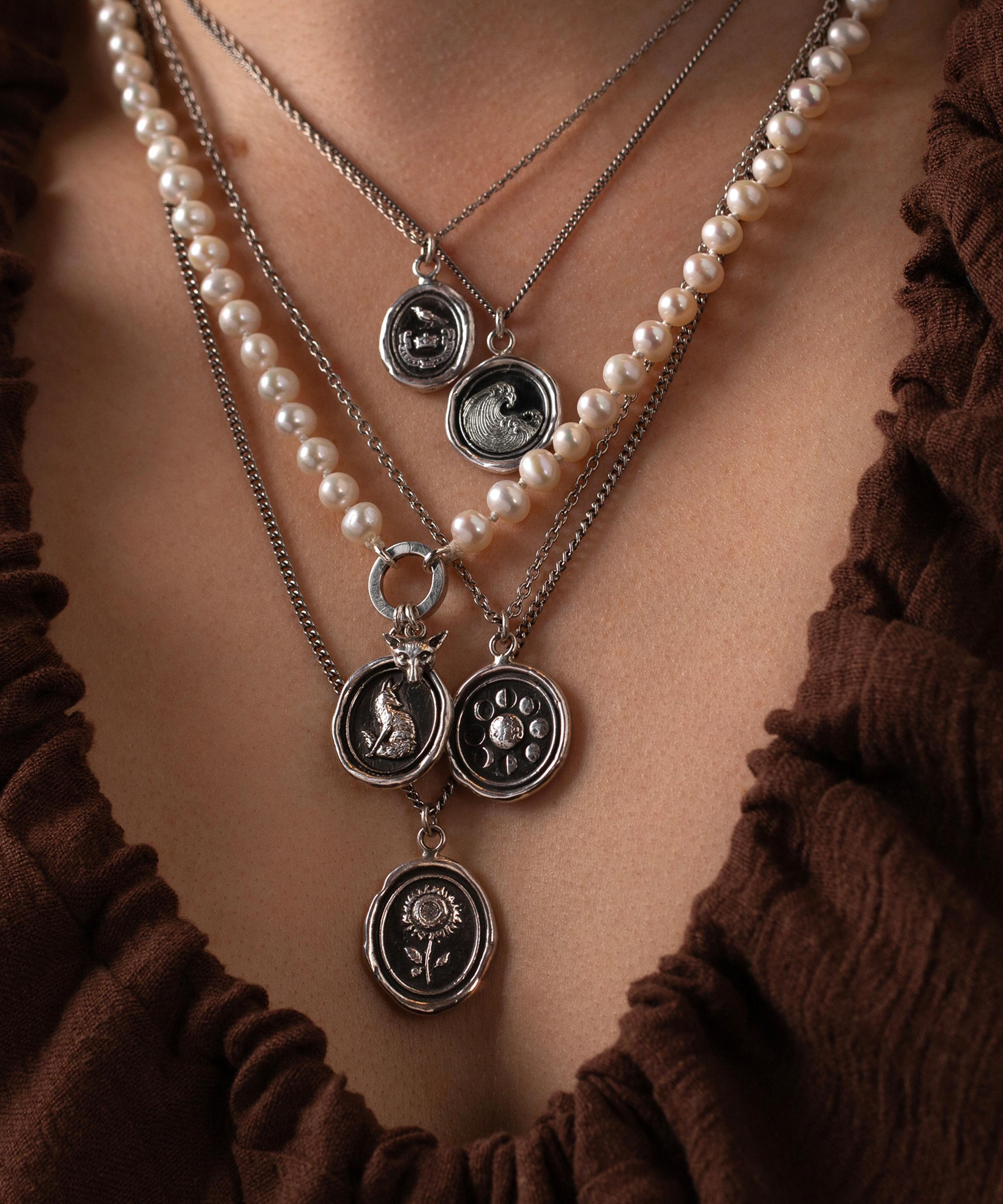 Pyrrha - Sterling Silver Wave Talisman Necklace image number 3