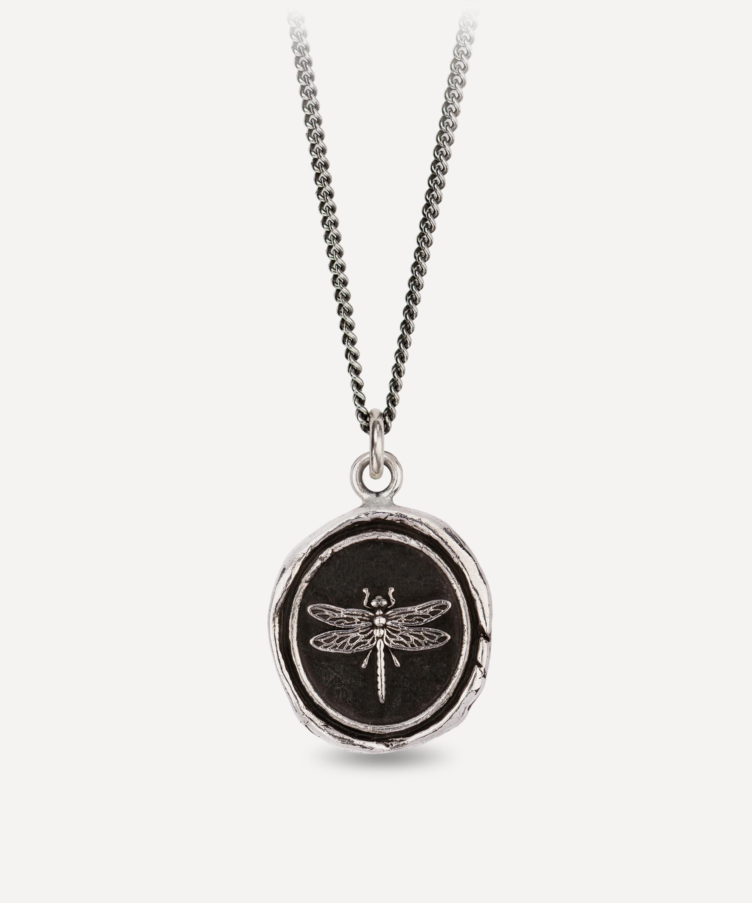 Pyrrha - Sterling Silver Dragonfly Talisman Necklace image number 0