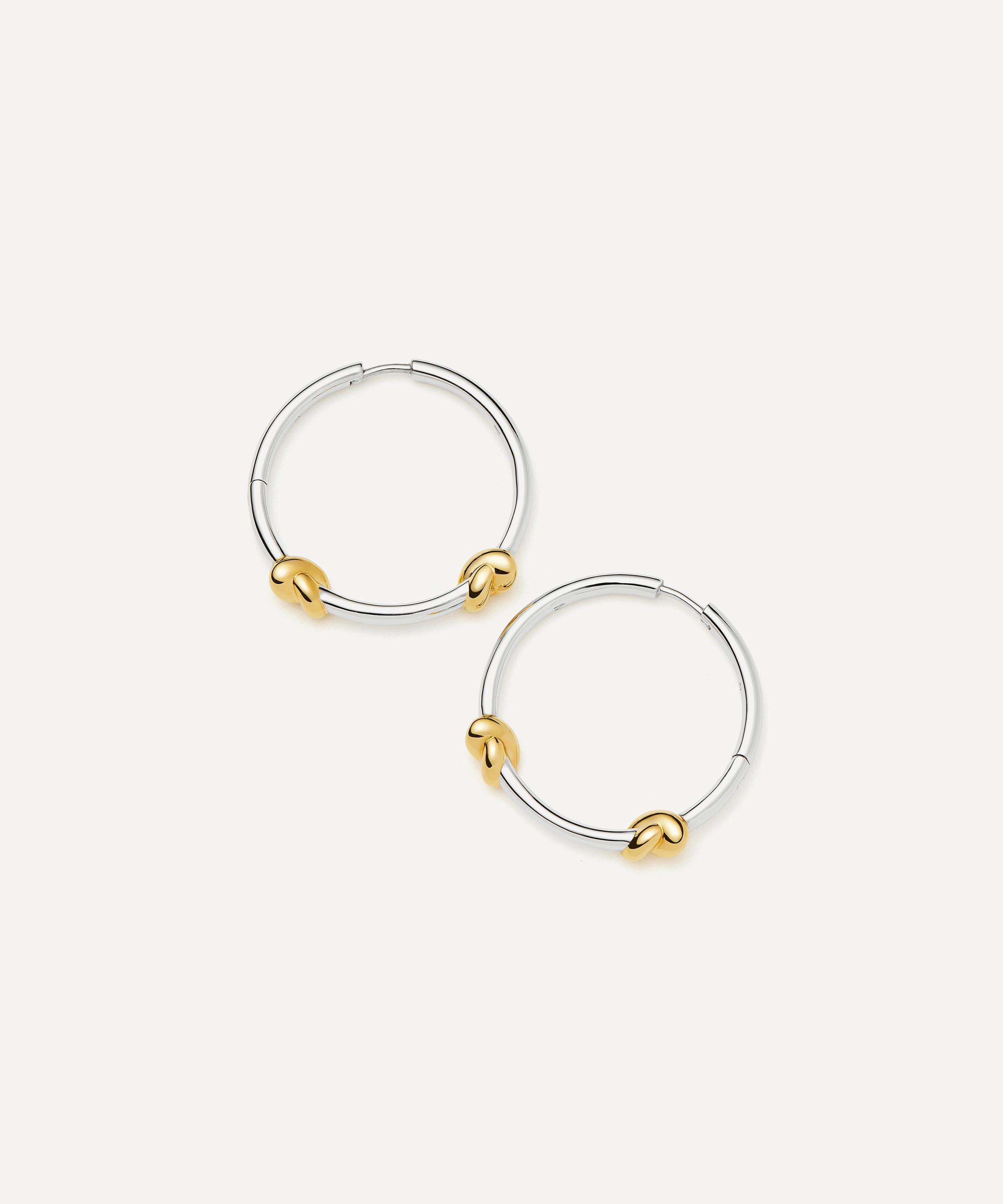 Missoma - Lucy Williams x Missoma Mixed Metal Medium Double Knot Hoop Earrings image number 1
