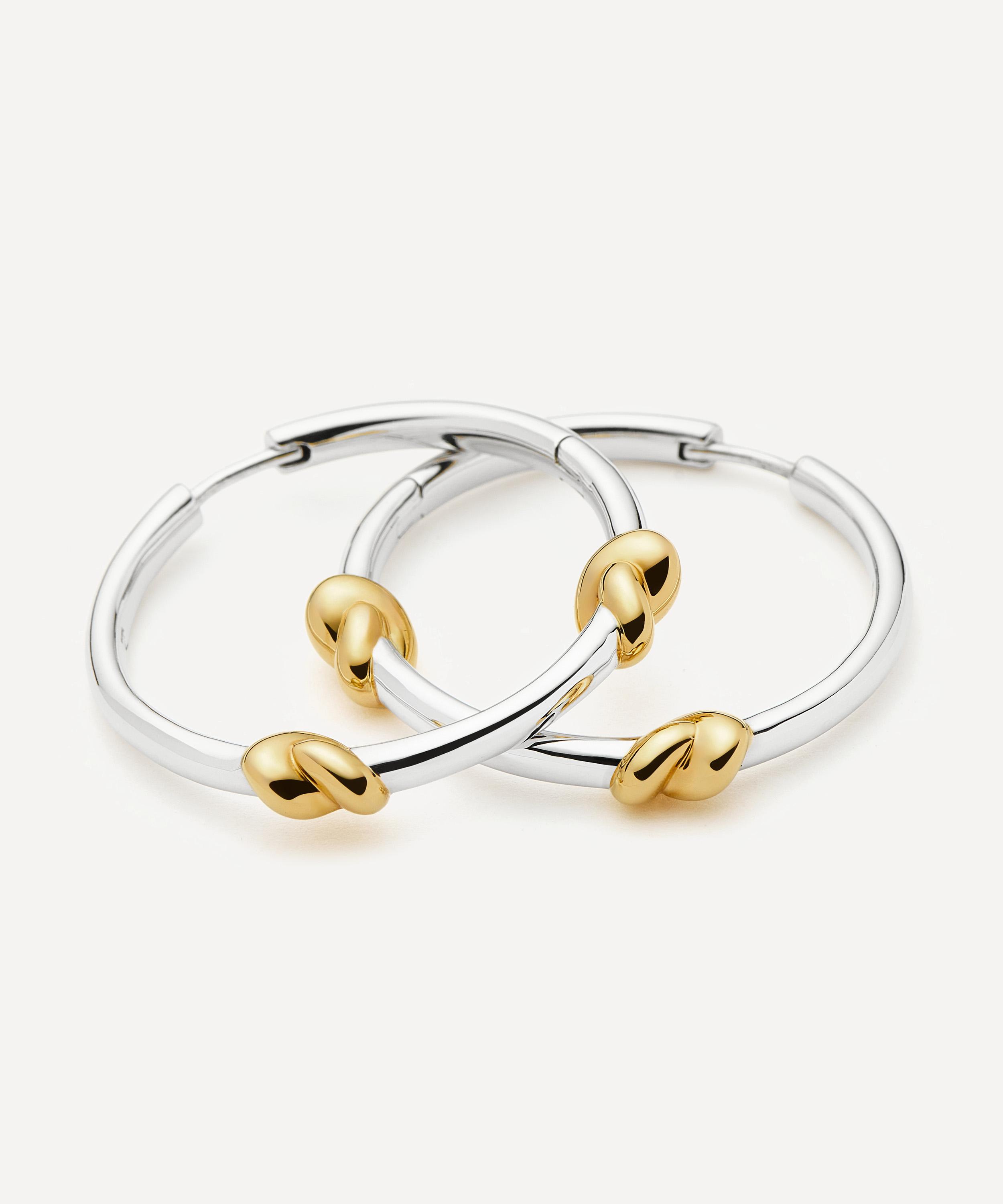 Missoma - Lucy Williams x Missoma Mixed Metal Medium Double Knot Hoop Earrings image number 2