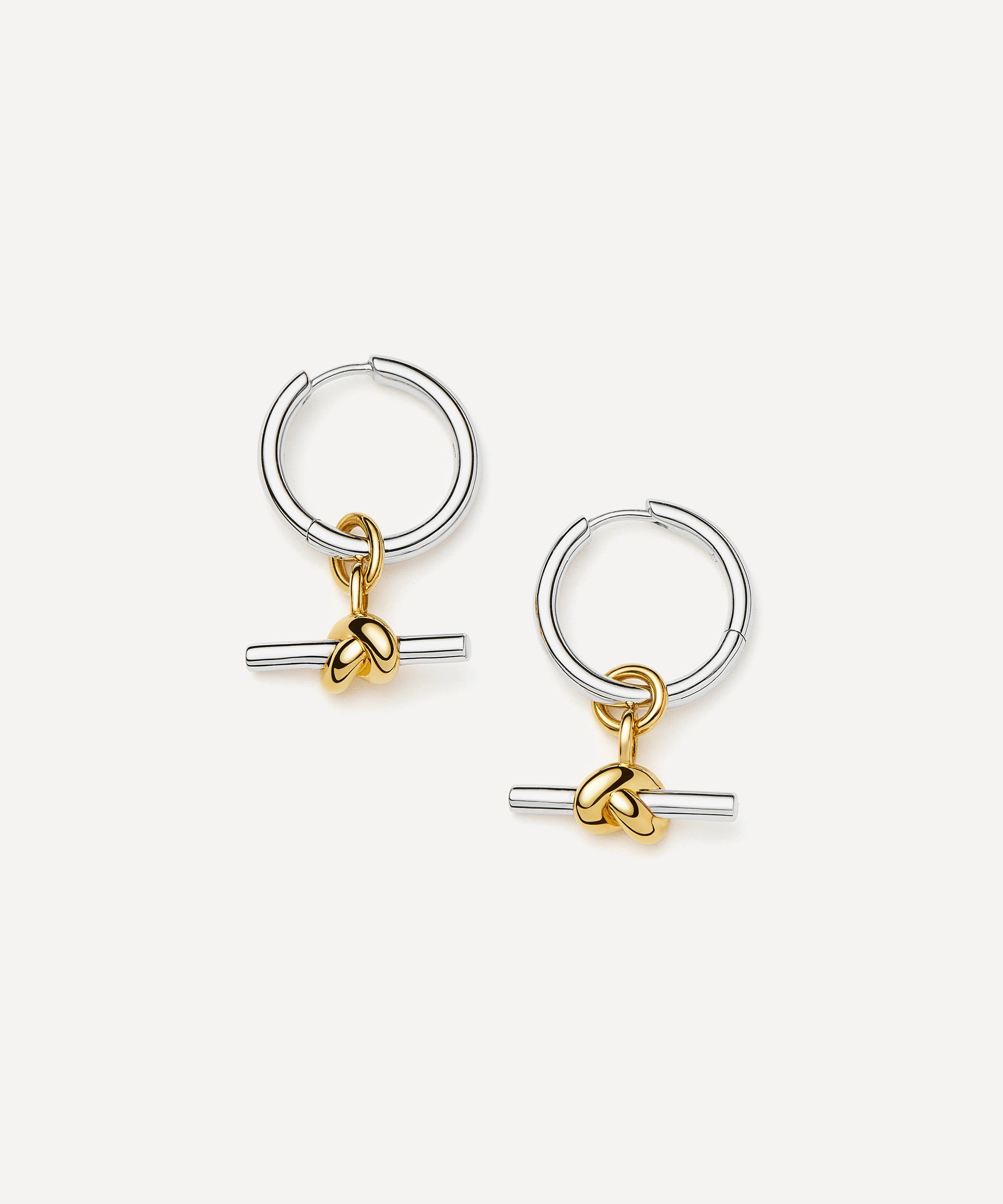 Missoma - X Lucy Williams Mixed Metal Knot T-Bar Charm Hoop Earrings image number 0