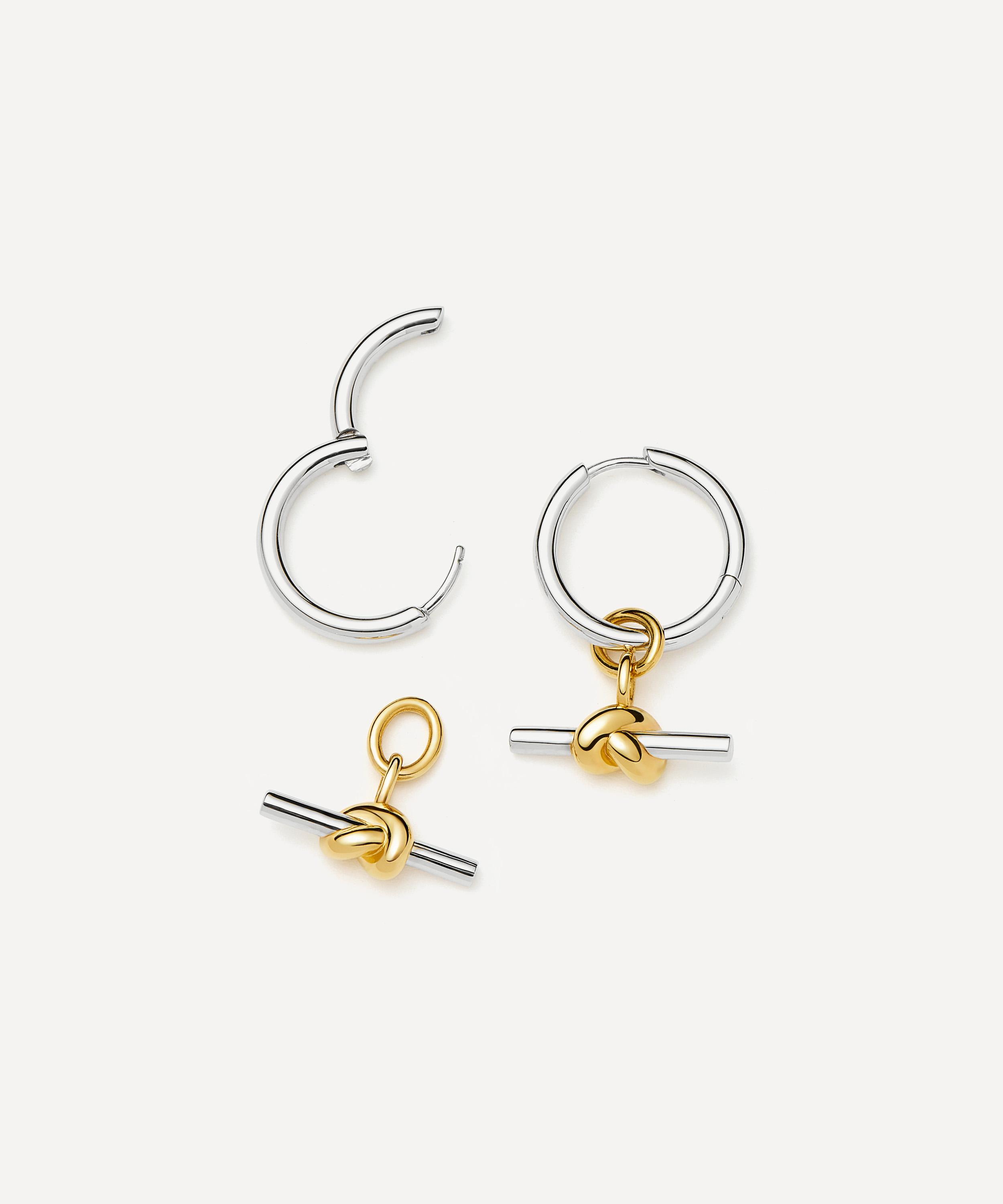 Missoma - X Lucy Williams Mixed Metal Knot T-Bar Charm Hoop Earrings image number 1