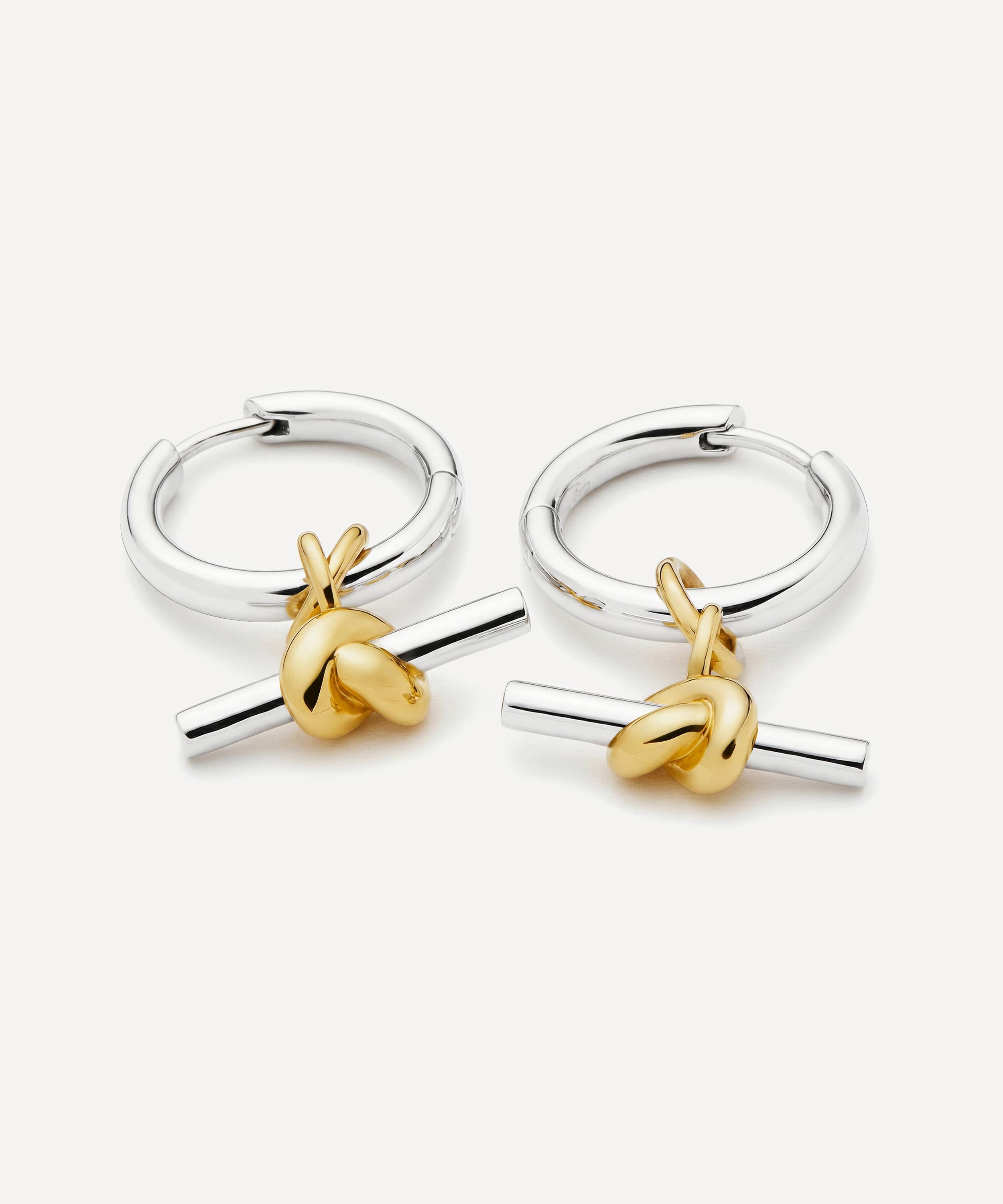 Missoma - X Lucy Williams Mixed Metal Knot T-Bar Charm Hoop Earrings image number 2