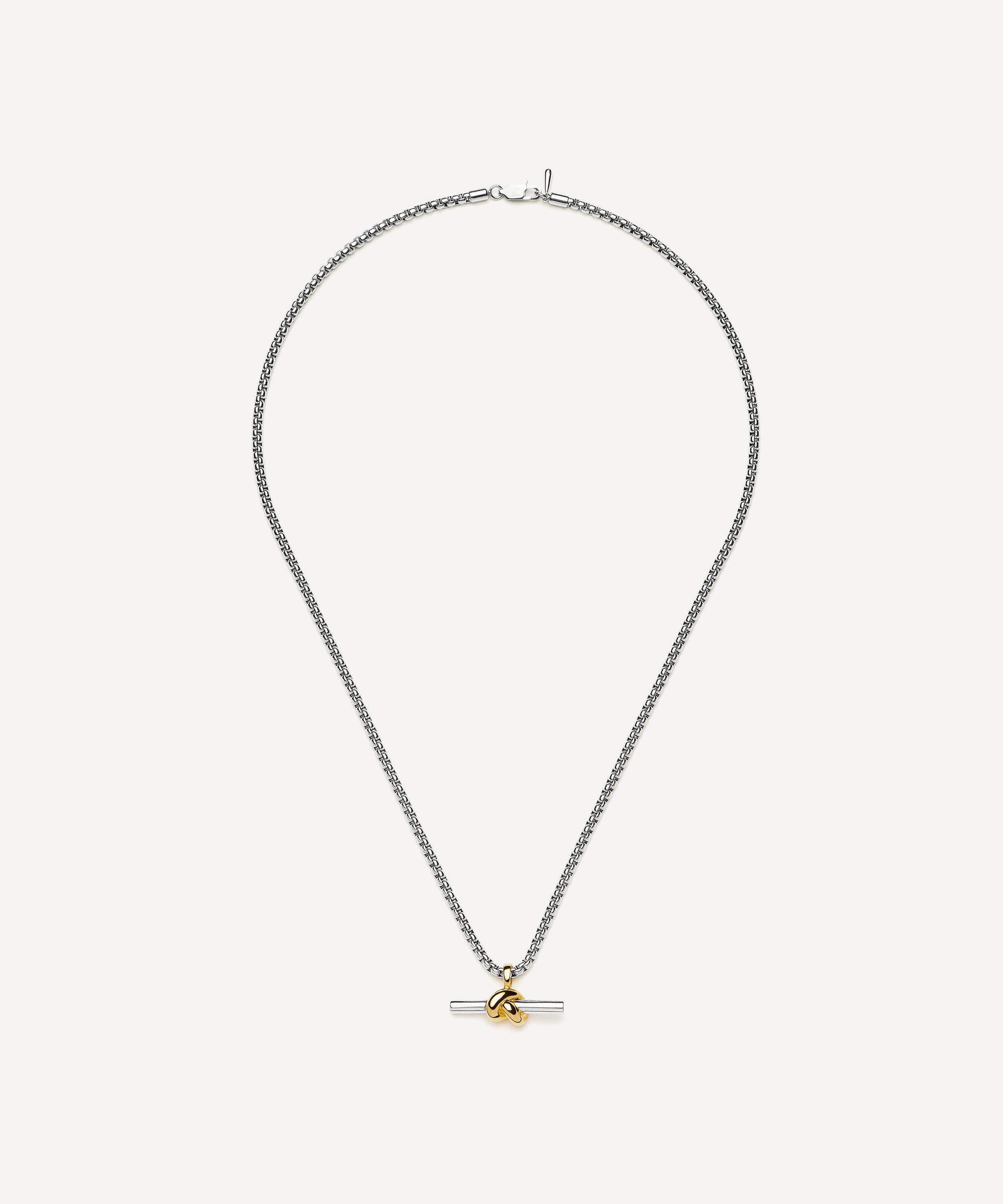 Missoma - X Lucy Williams Mixed Metal Chunky Knot T-Bar Pendant Necklace image number 2