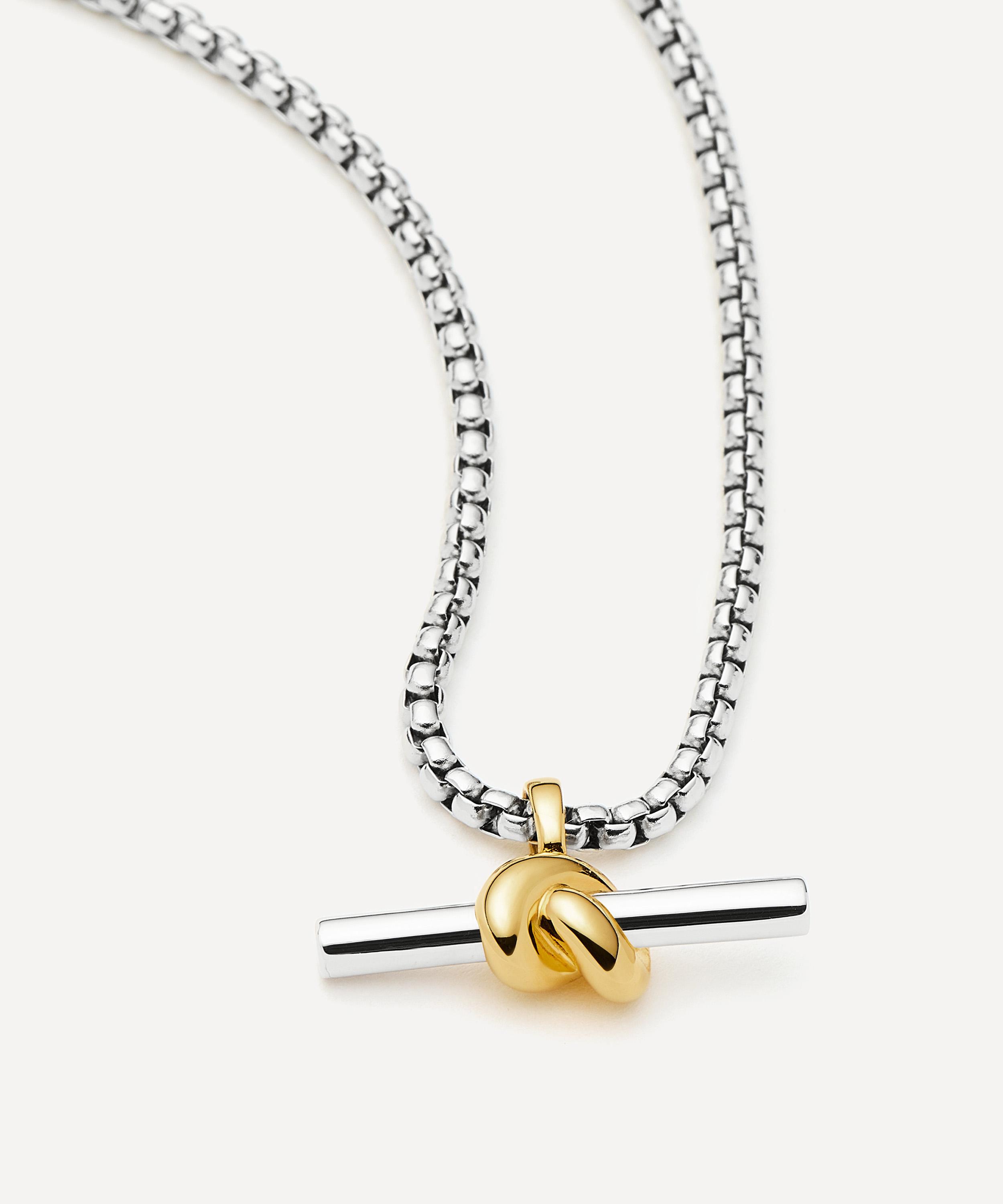 Missoma - X Lucy Williams Mixed Metal Chunky Knot T-Bar Pendant Necklace image number 3