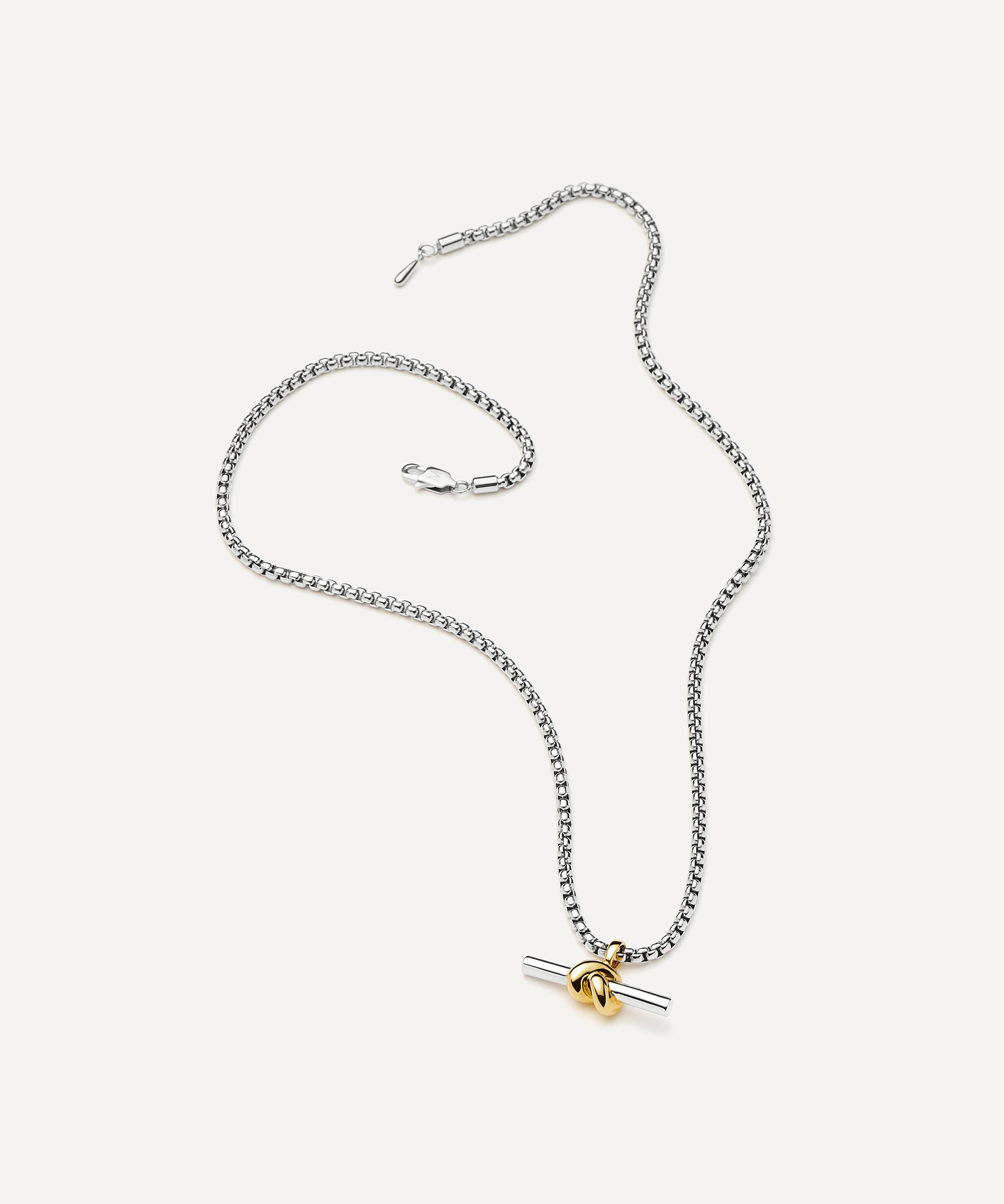 Missoma - X Lucy Williams Mixed Metal Chunky Knot T-Bar Pendant Necklace image number 4