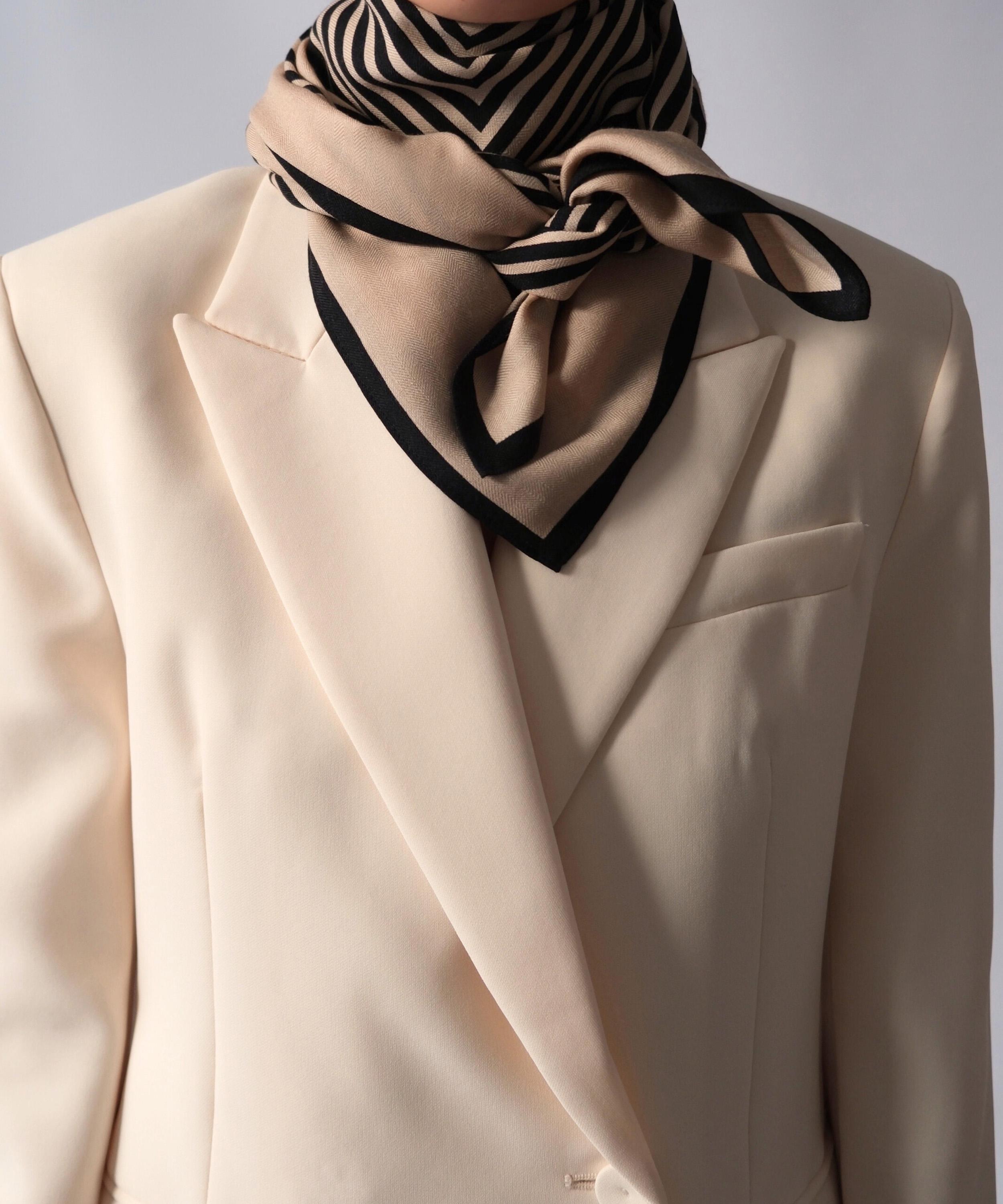 Le Scarf - Wool Silk Blend Scarf Striped 90cm image number 1