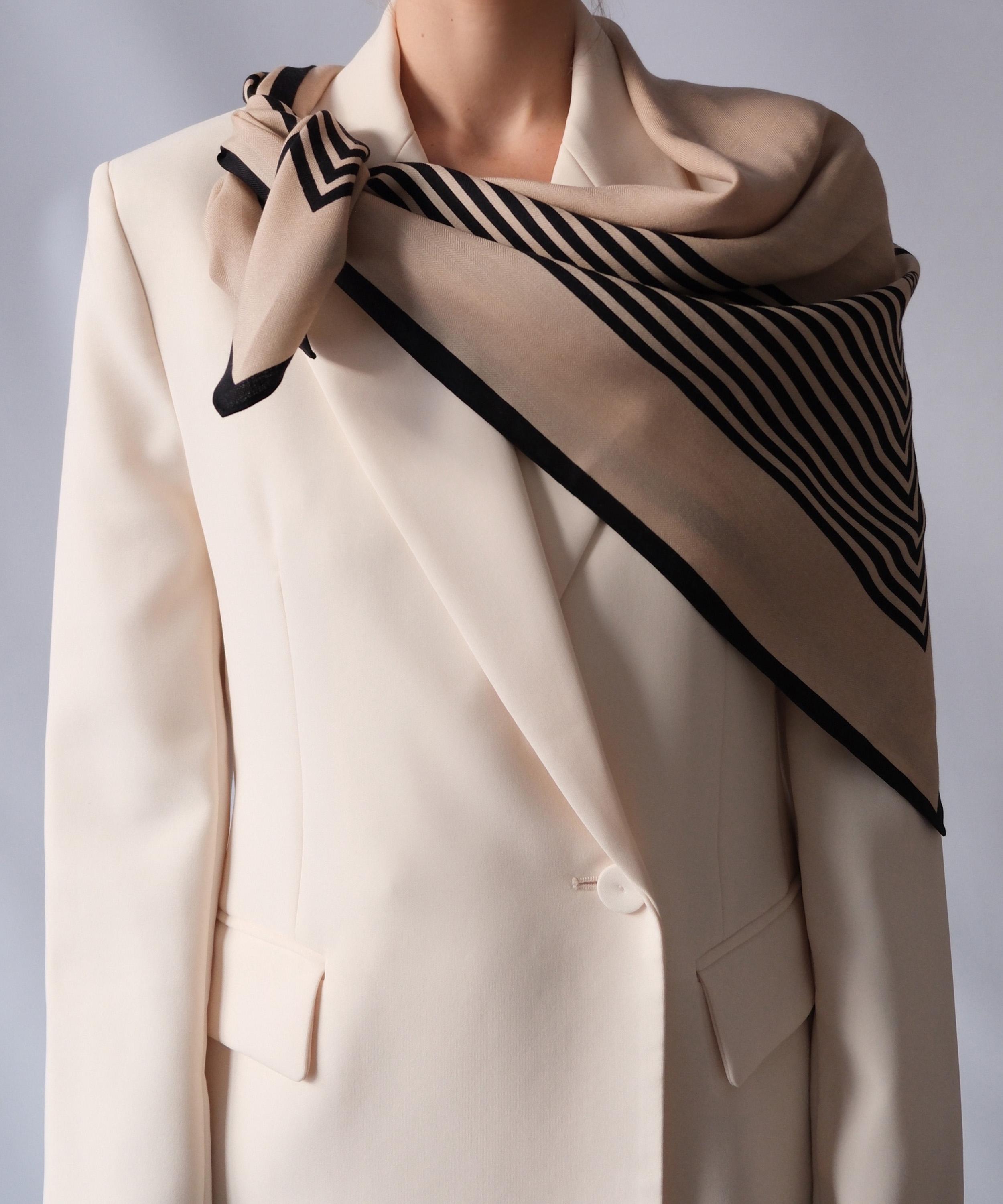 Le Scarf - Wool Silk Blend Scarf Striped 90cm image number 2