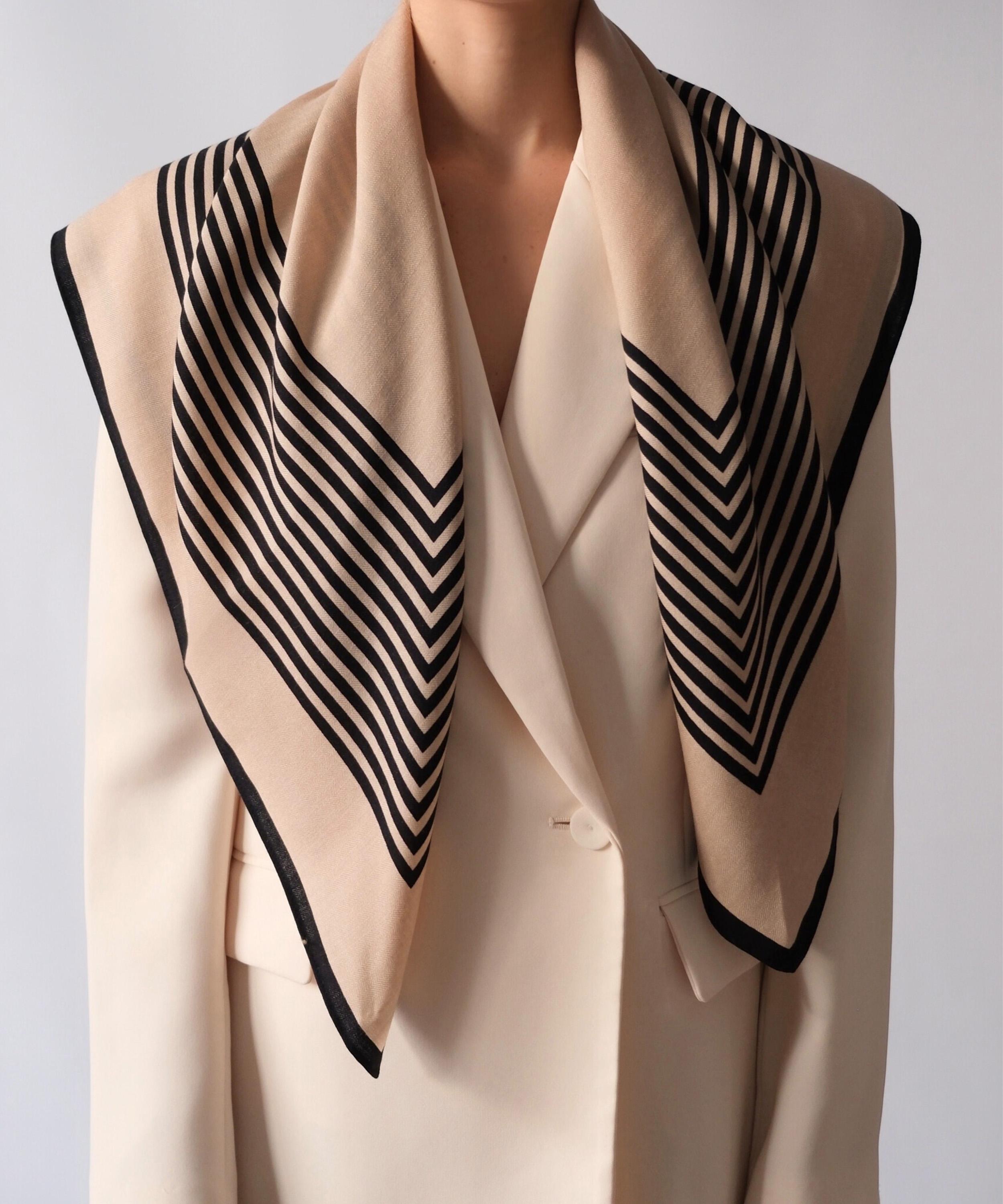 Le Scarf - Wool Silk Blend Scarf Striped 90cm image number 3