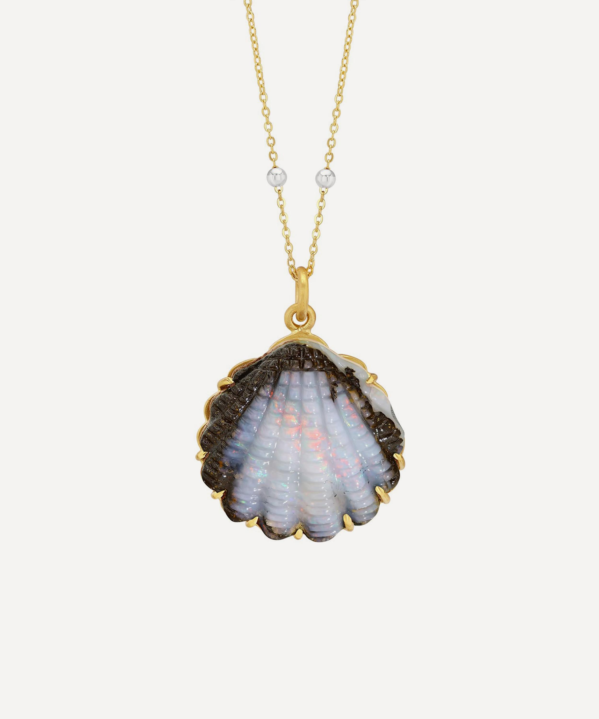 Brooke Gregson - 18ct Gold Opal Shell Dewdrop Necklace image number 0
