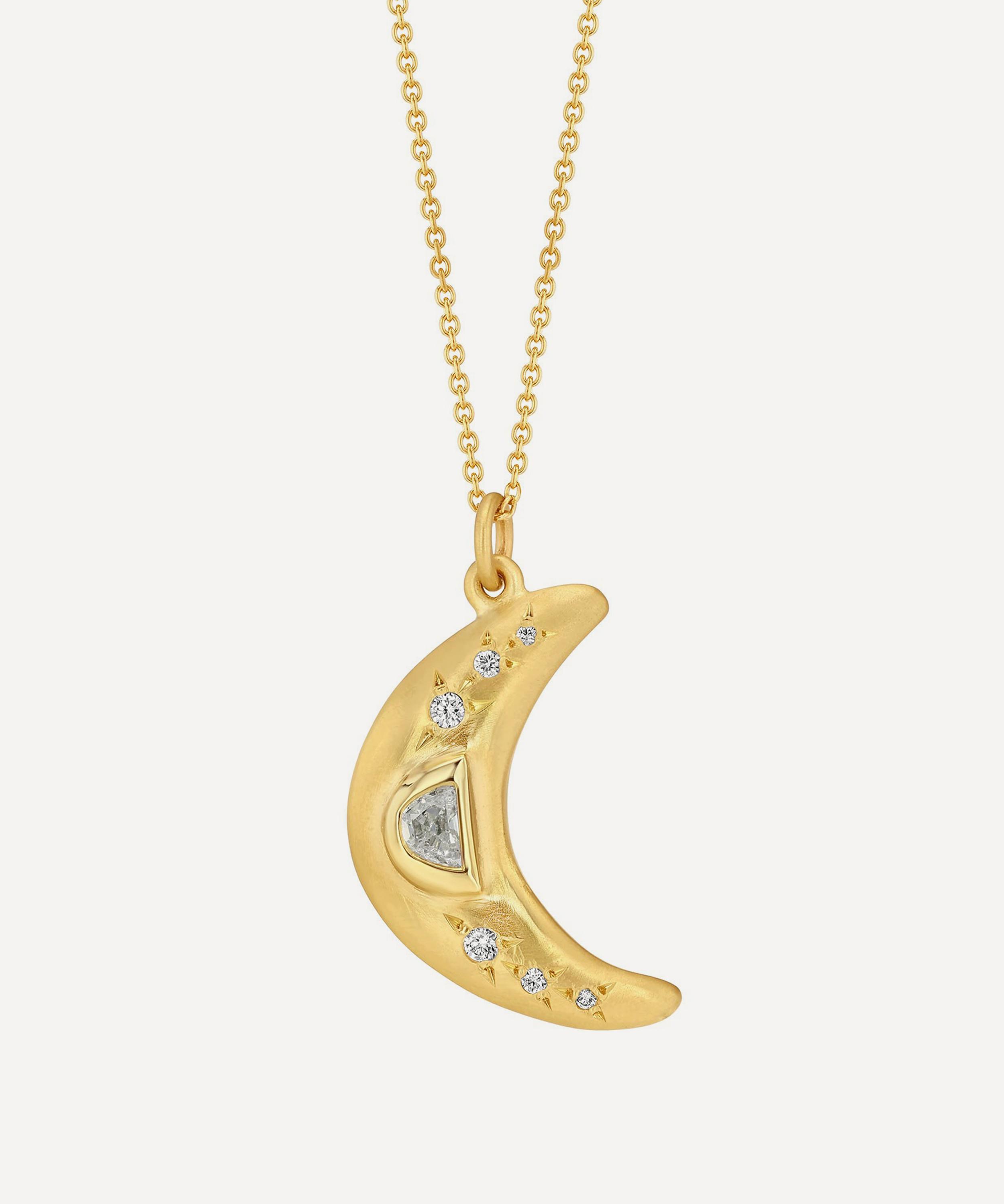 Brooke Gregson - 14ct Gold Crescent Moon Diamond Necklace image number 0