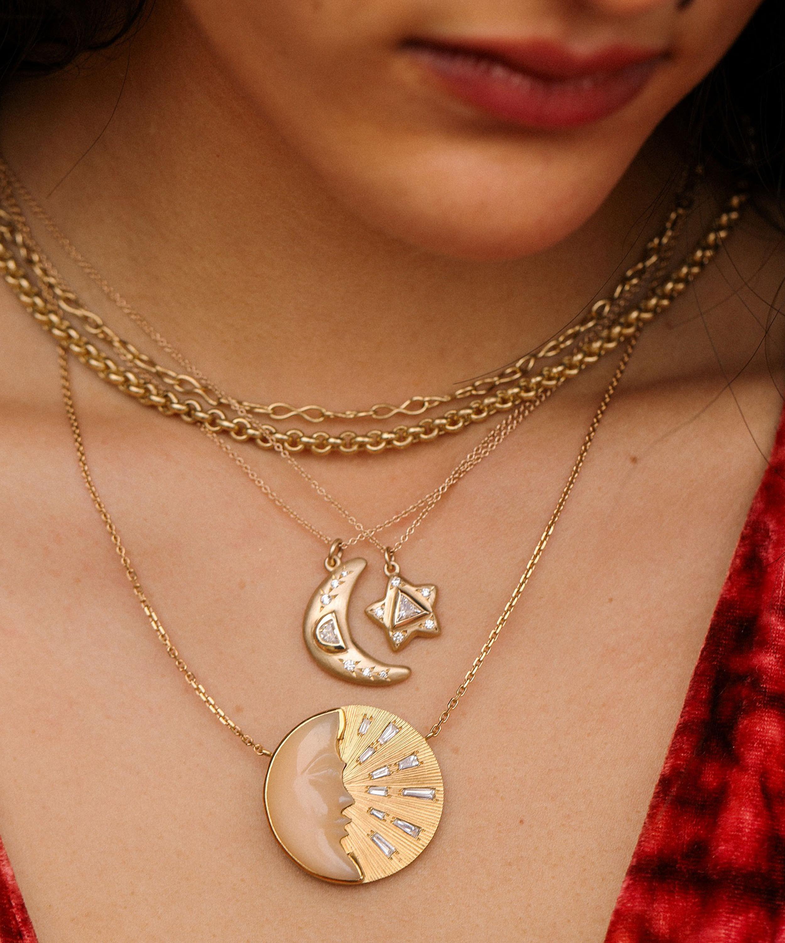 Brooke Gregson - 14ct Gold Crescent Moon Diamond Necklace image number 1