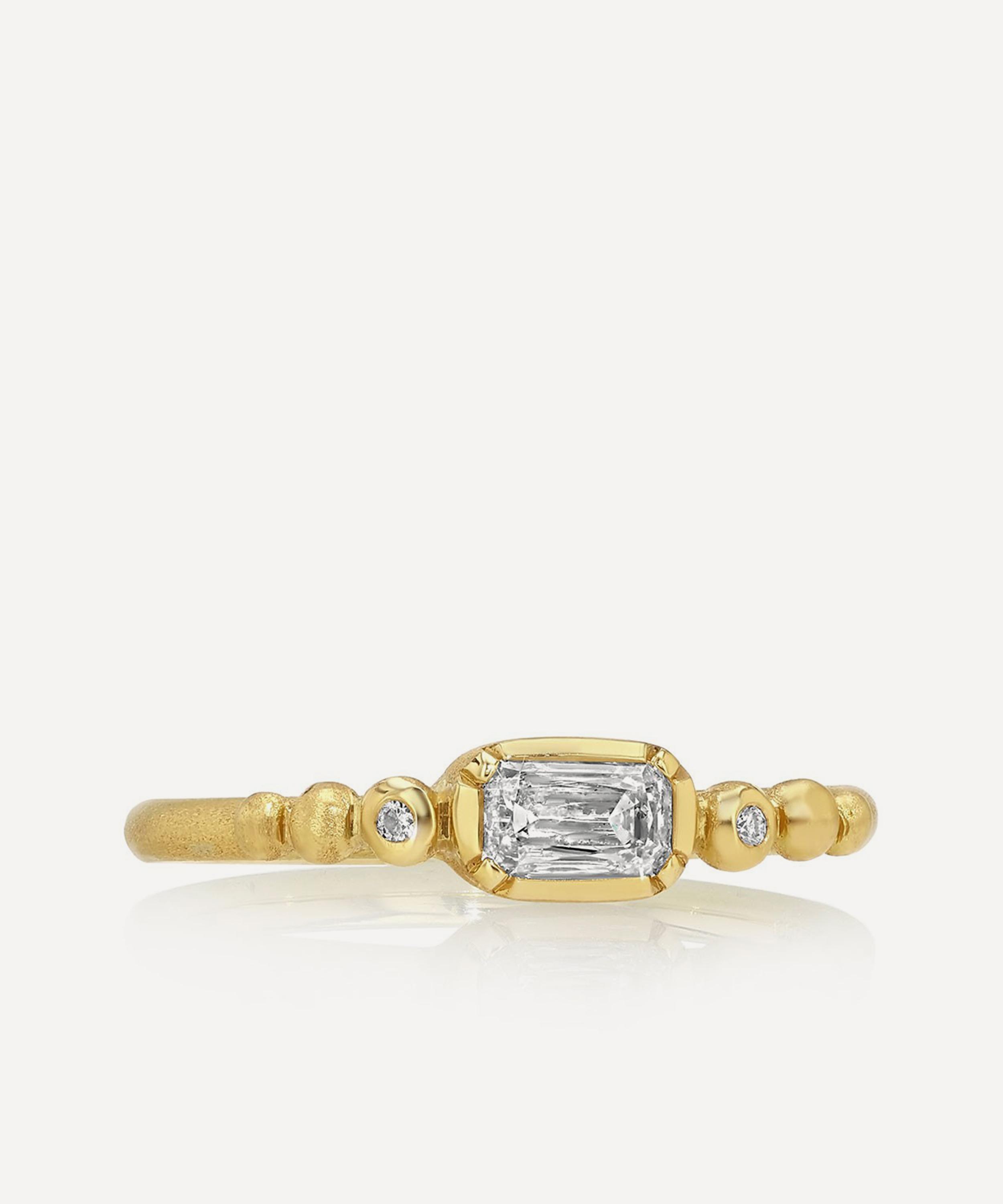 Brooke Gregson - 18ct Gold White Diamond Beaded Band Ring image number 0