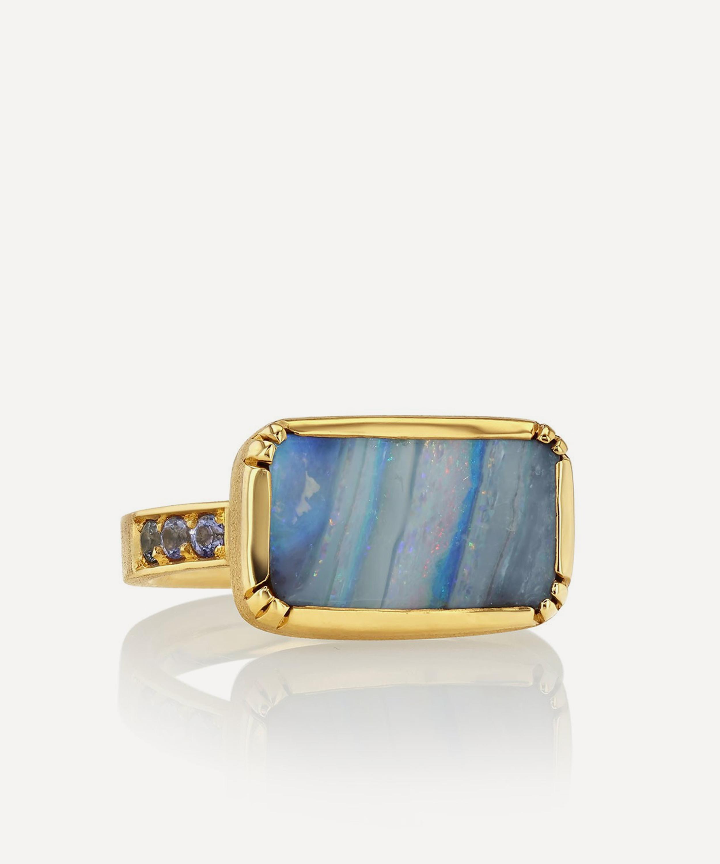 Brooke Gregson - 18ct Gold Monet Boulder Opal Tanzanite Ring image number 0