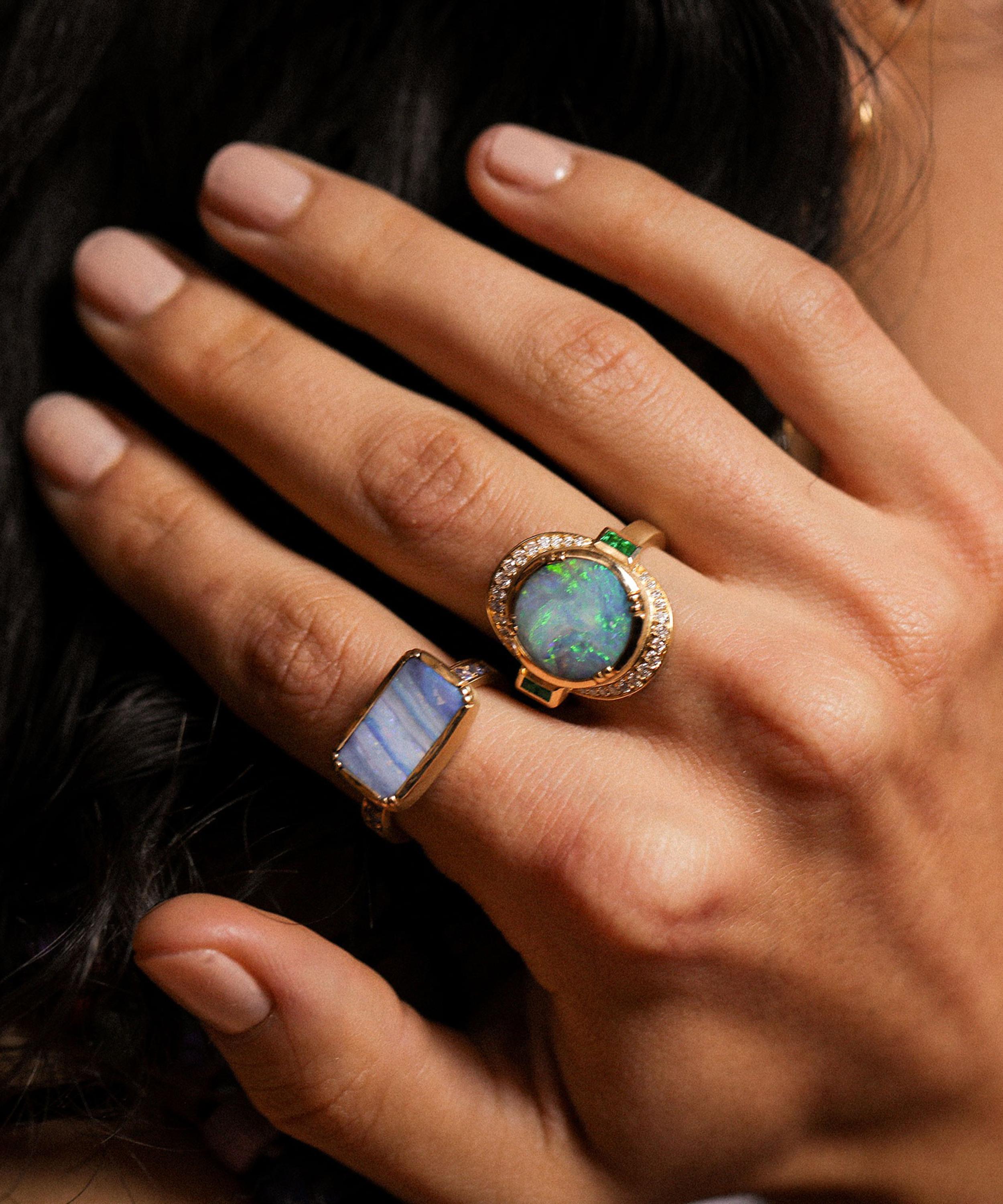Brooke Gregson - 18ct Gold Monet Boulder Opal Tanzanite Ring image number 1