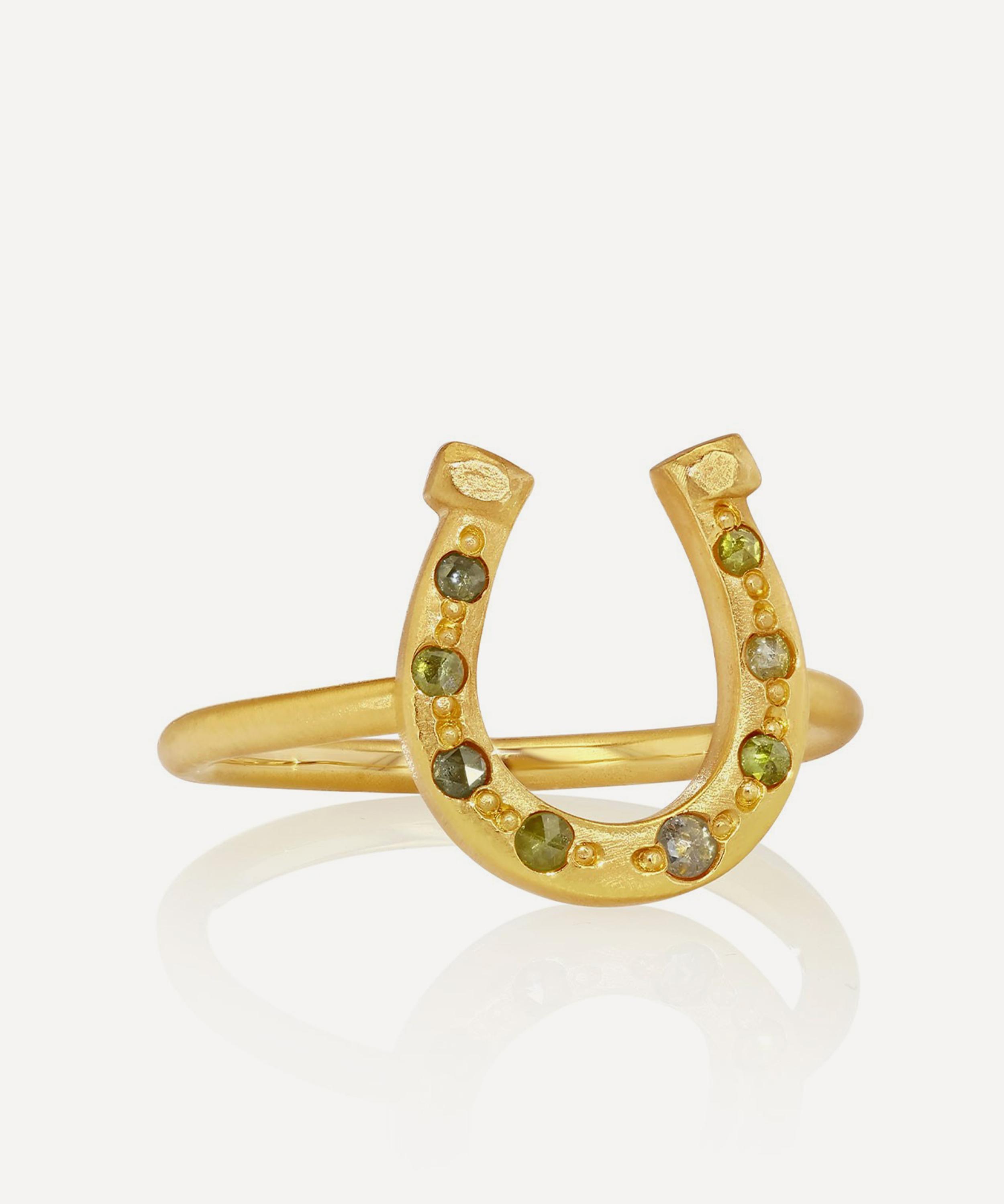 Brooke Gregson - 18ct Gold Mixed Diamond Mini Horseshoe Ring image number 0