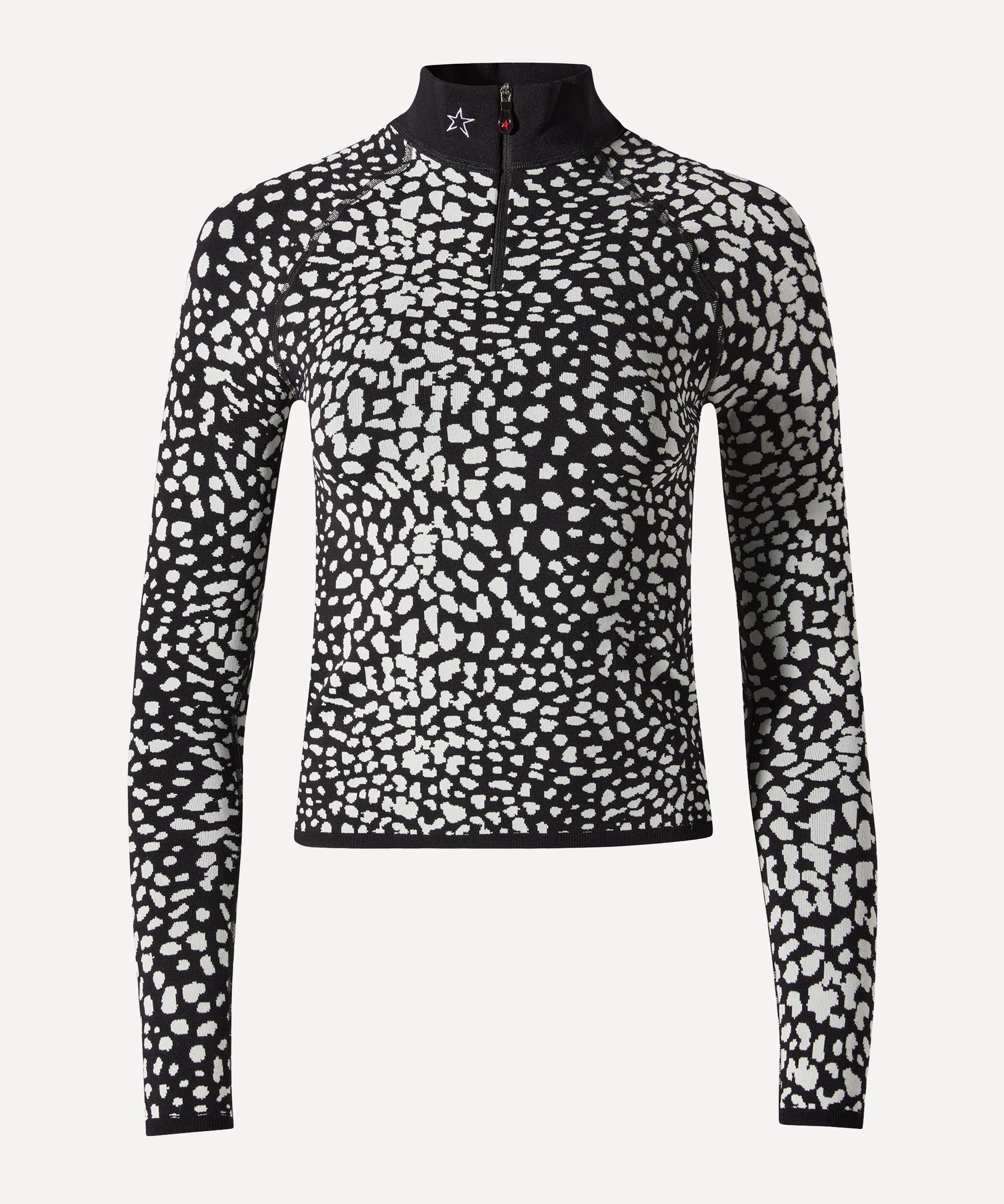 Perfect Moment - Snow Leopard Quarter-Zip Base Layer Top