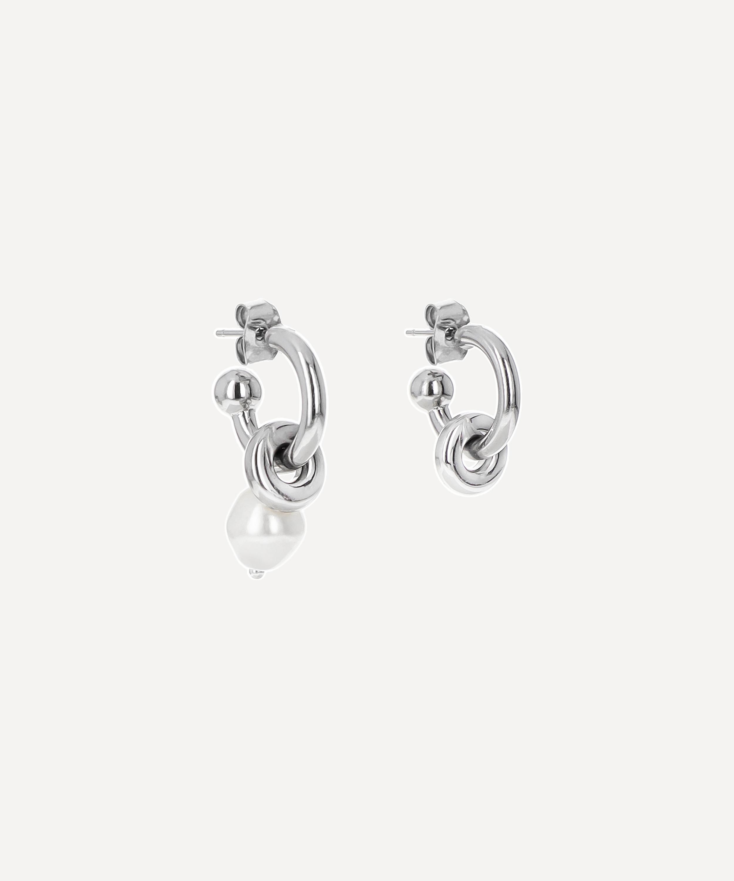 Justine Clenquet - Palladium-Plated Ethan Pearl Hoop Earrings