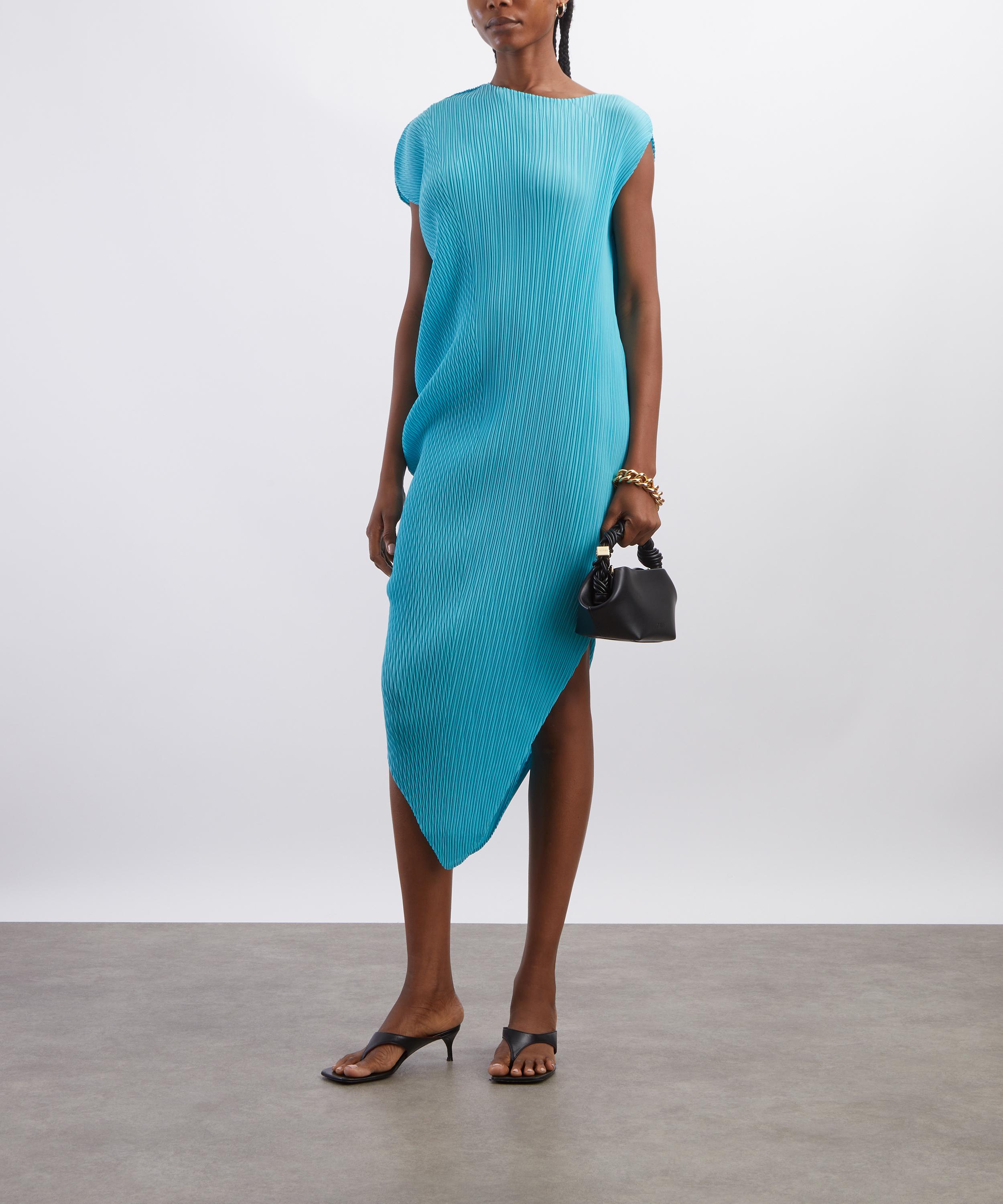 Issey Miyake - LEAF PLEATS Light Blue Midi Dress image number 1