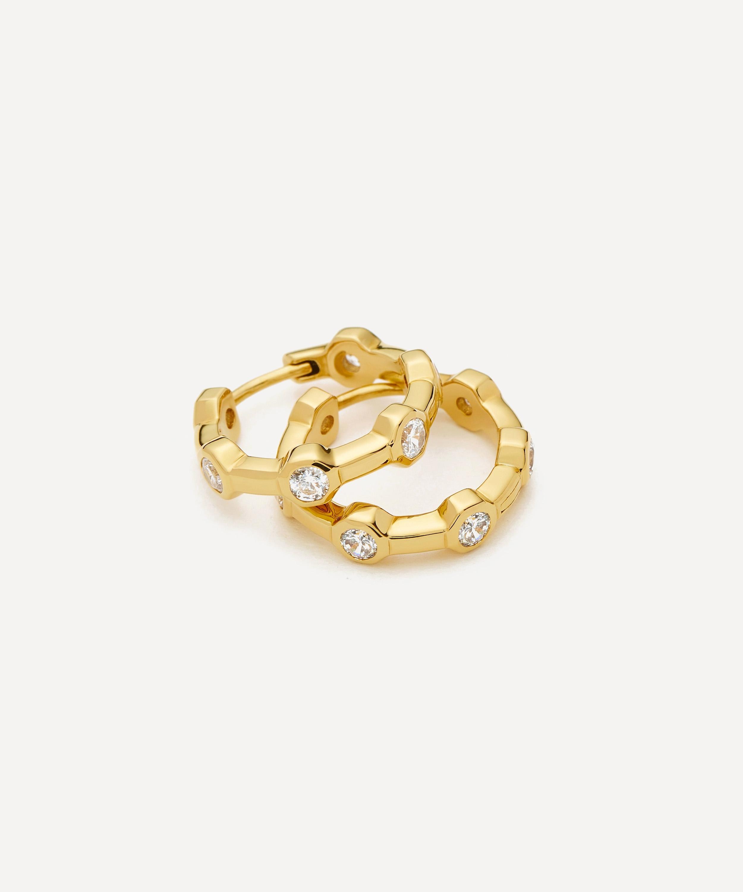 Missoma - 18ct Gold-Plated Lucy Williams Tennis Small Hoop Earrings image number 2