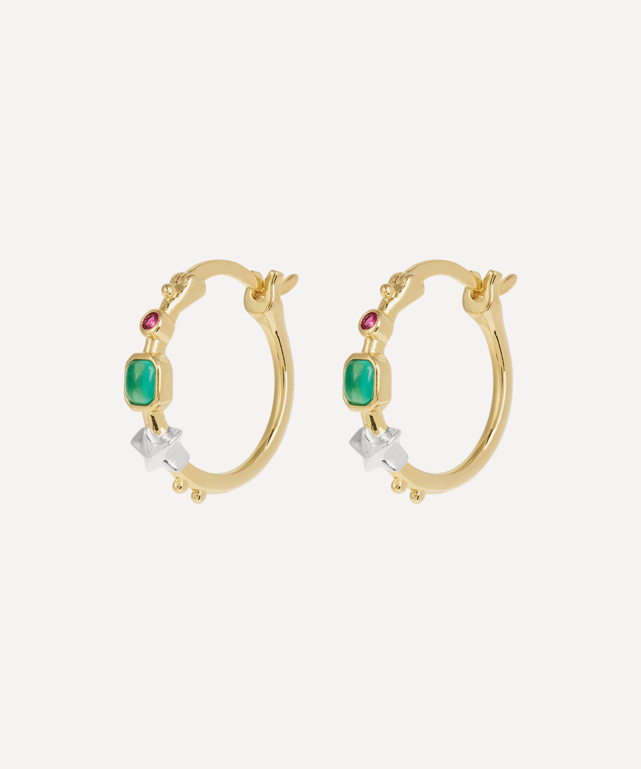 Anna + Nina - Gold-Plated Small Storybook Hoop Earrings image number 0