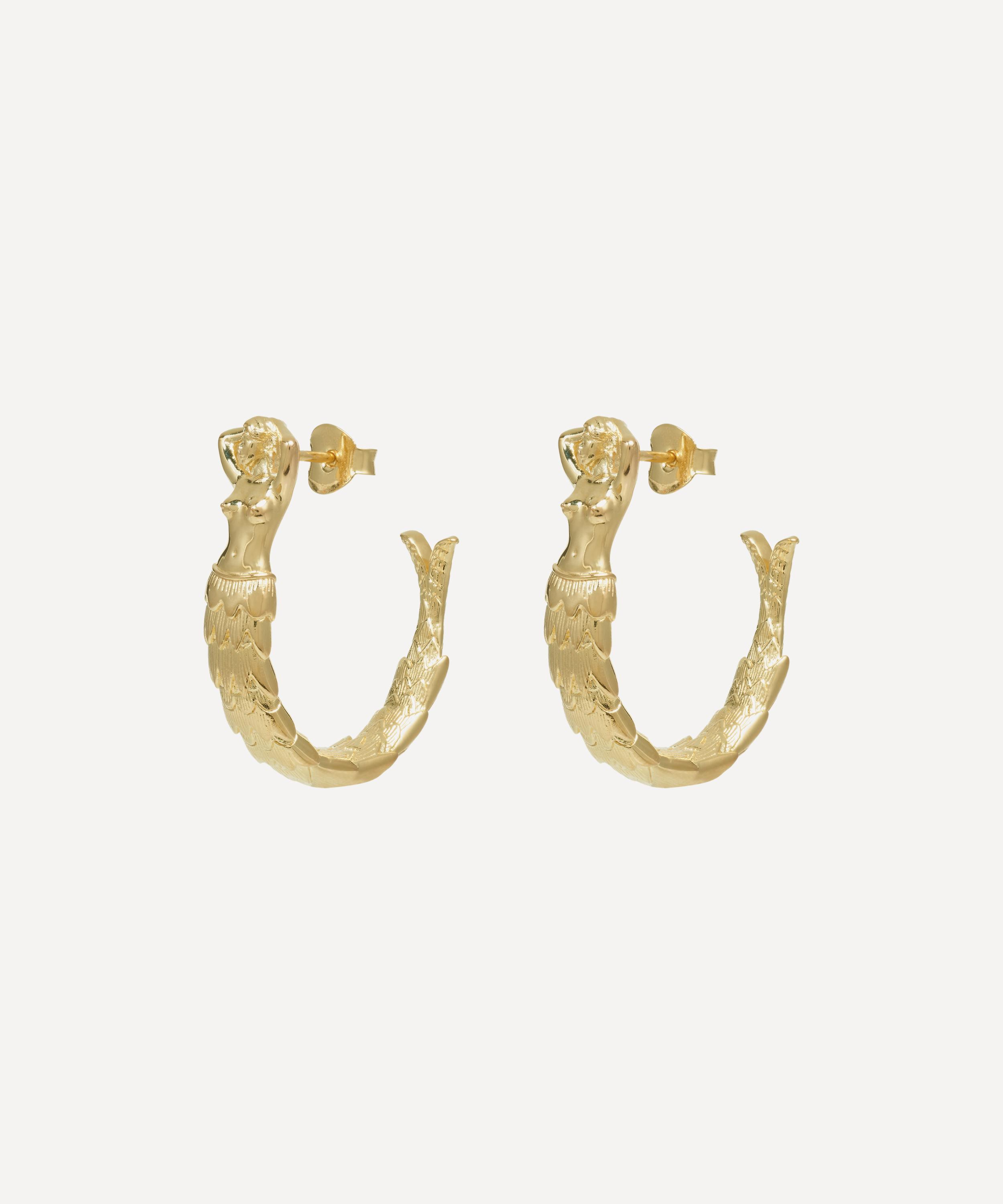 Anna + Nina - Gold-Plated Big Mermaid Hoop Earrings