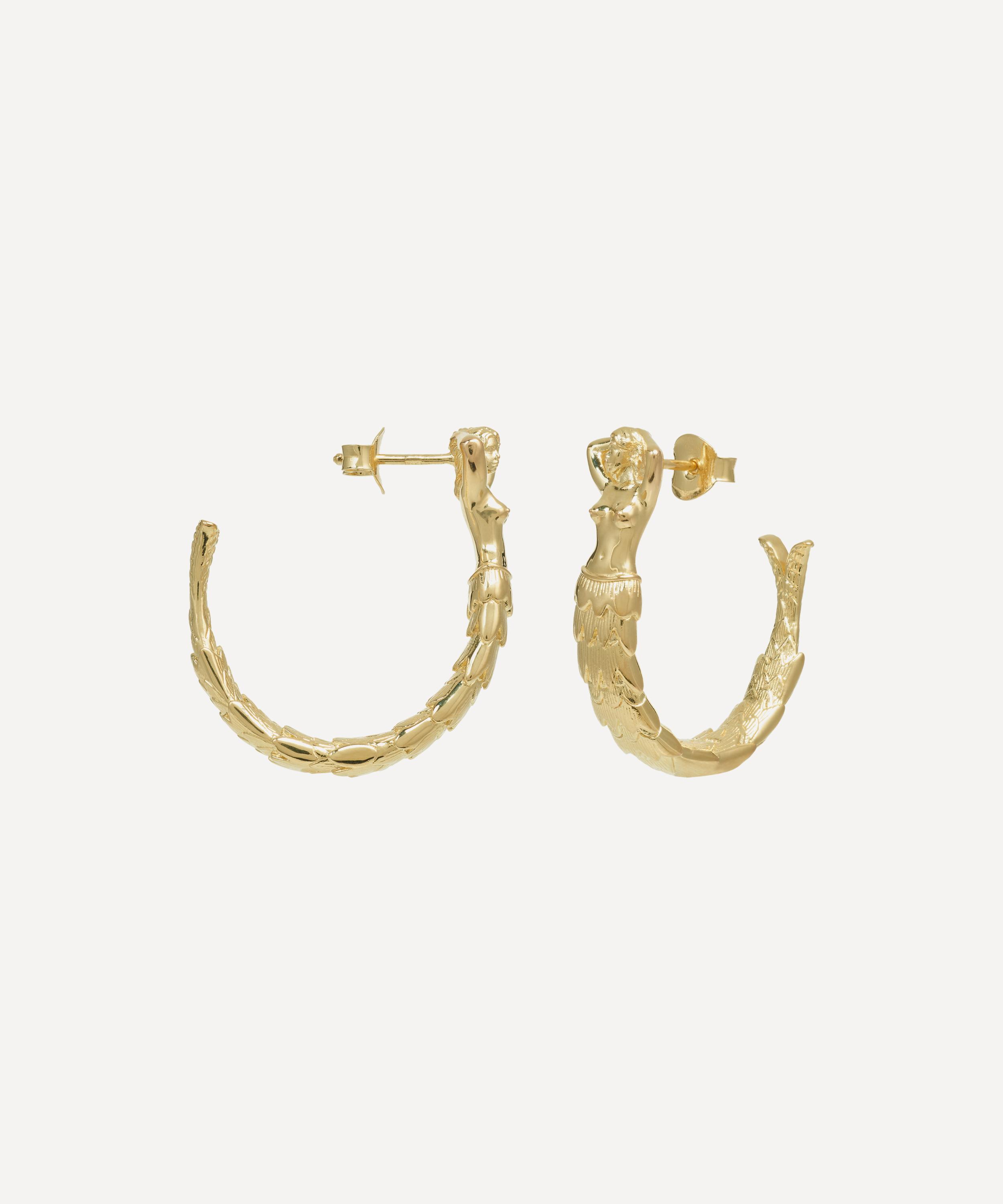 Anna + Nina - Gold-Plated Big Mermaid Hoop Earrings image number 2