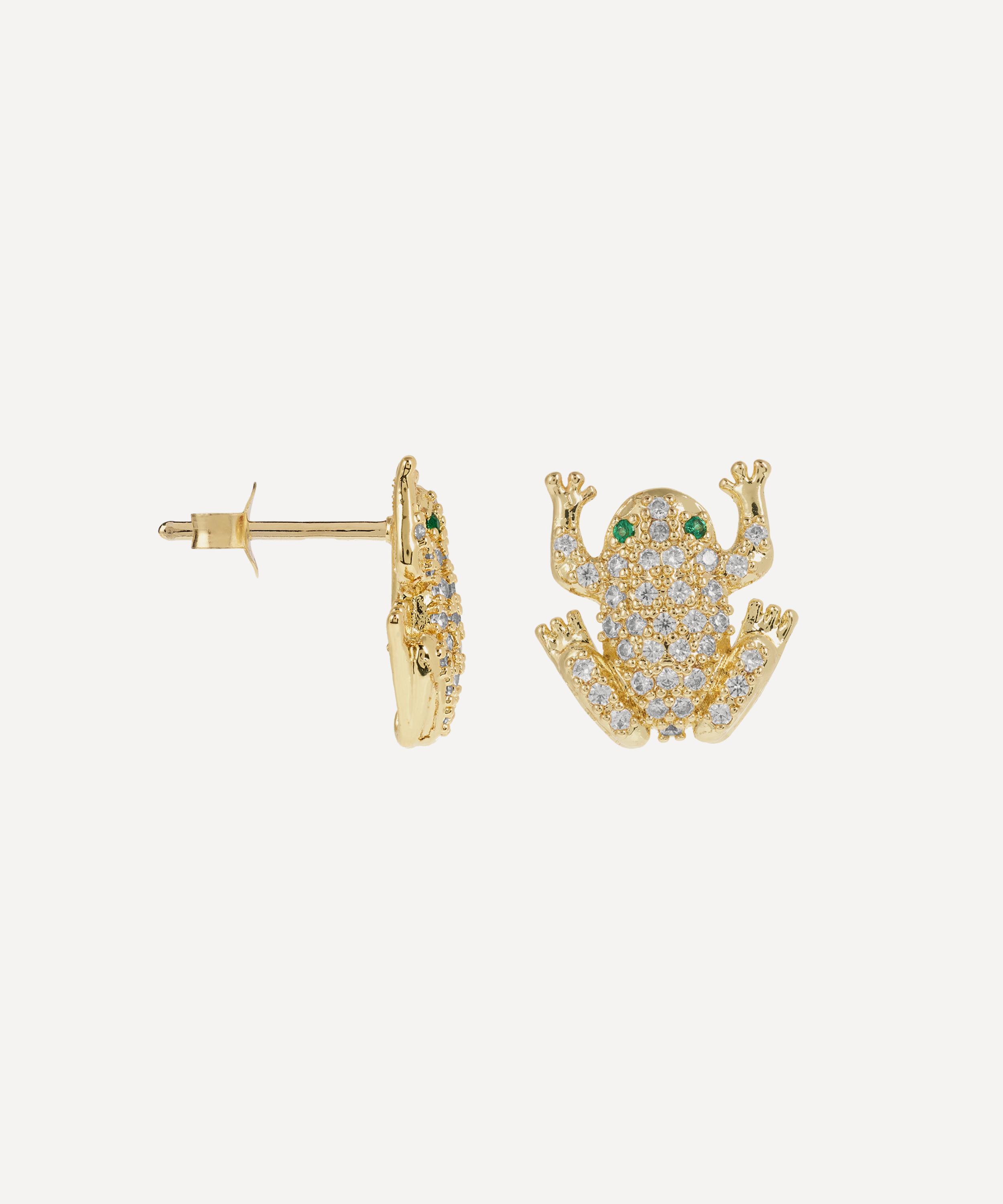 Anna + Nina - Gold-Plated Enchanted Froggies Stud Earrings image number 3