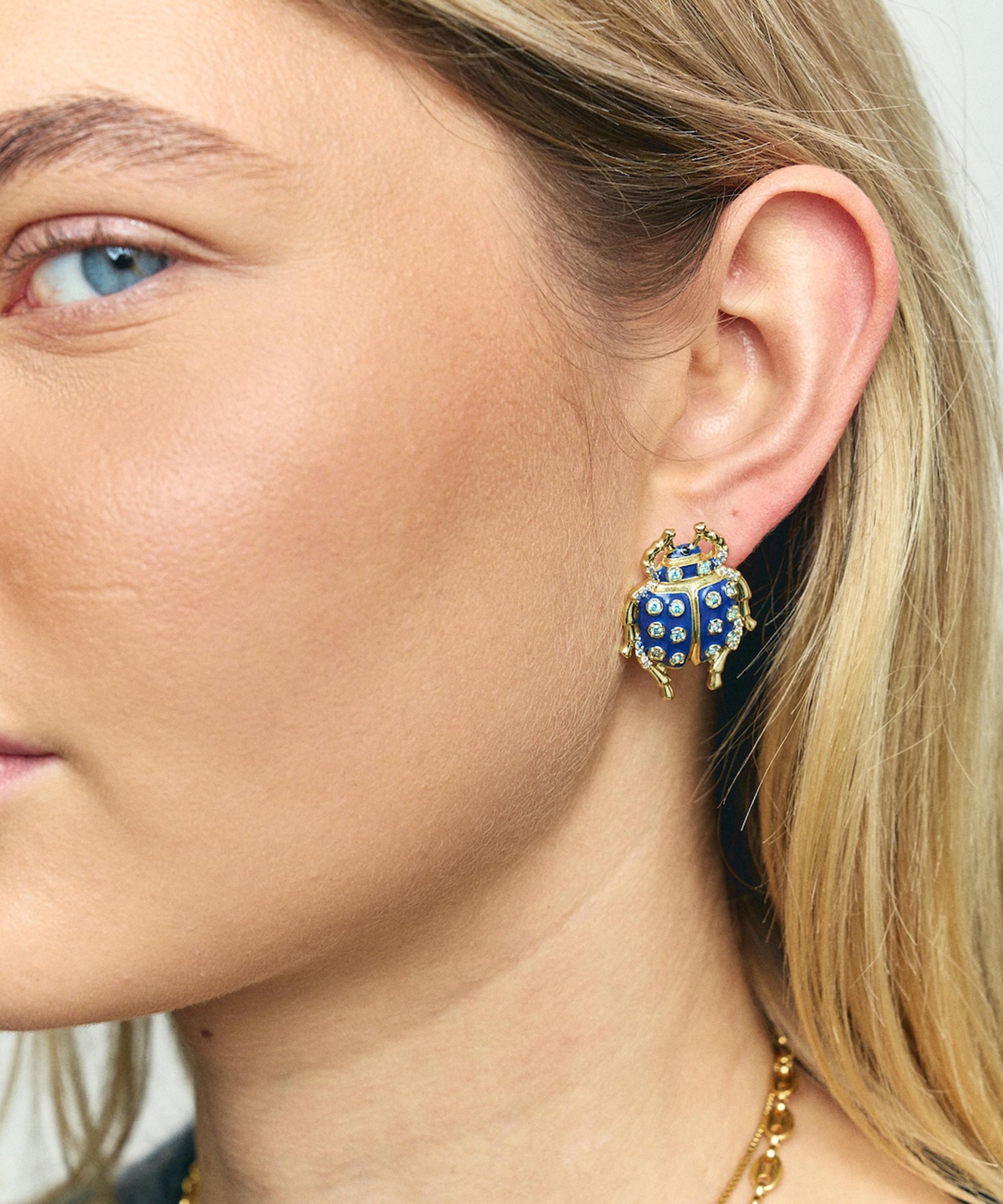 Anna + Nina - Gold-Plated Bugging You Stud Earrings image number 1
