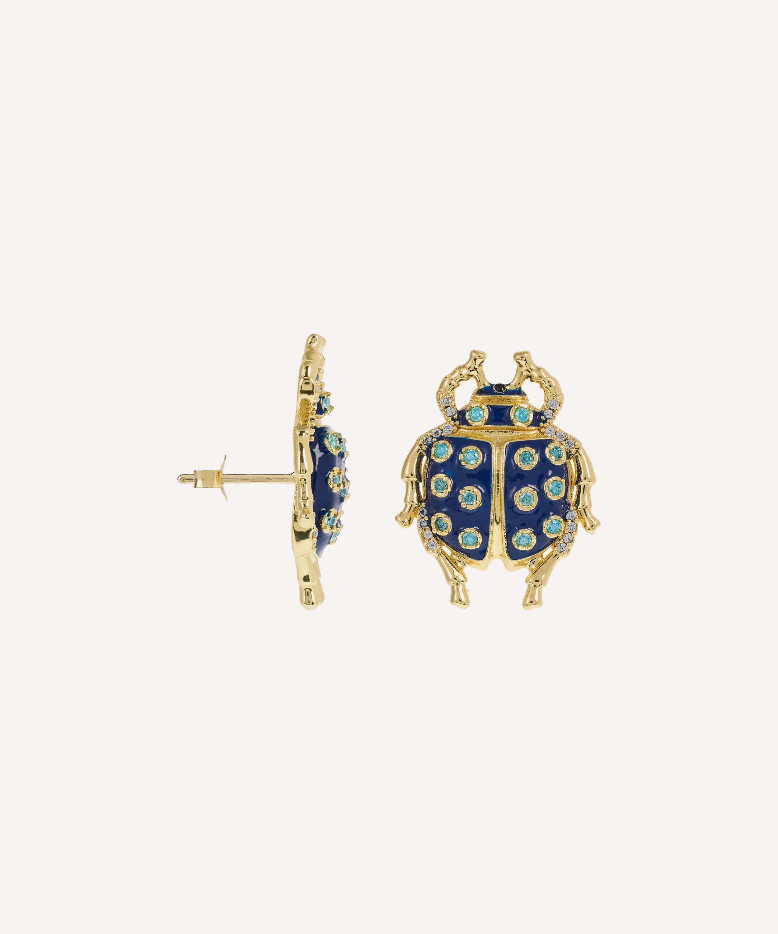 Anna + Nina - Gold-Plated Bugging You Stud Earrings image number 2