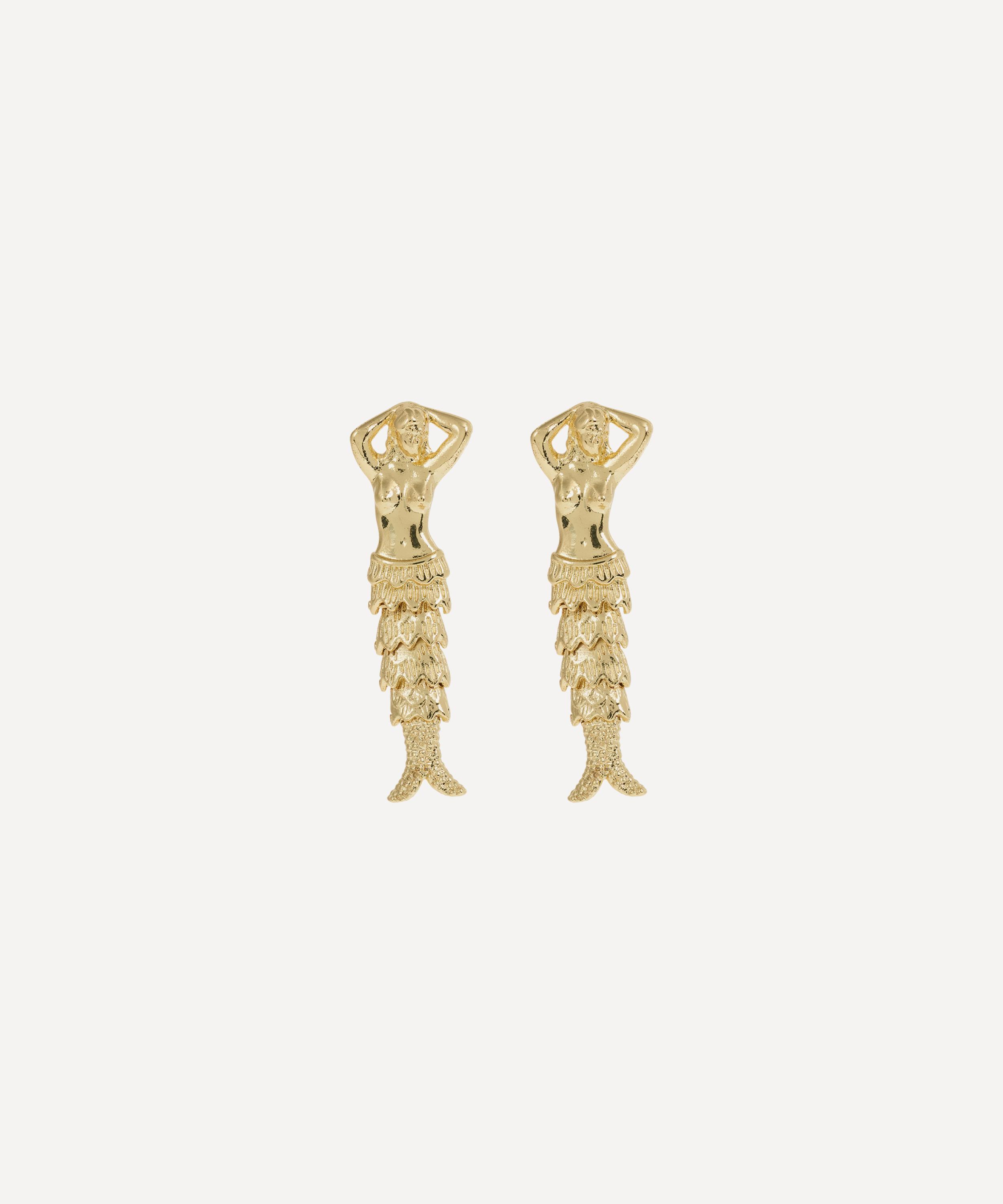 Anna + Nina - Gold-Plated Mermaid Stud Earrings image number 0
