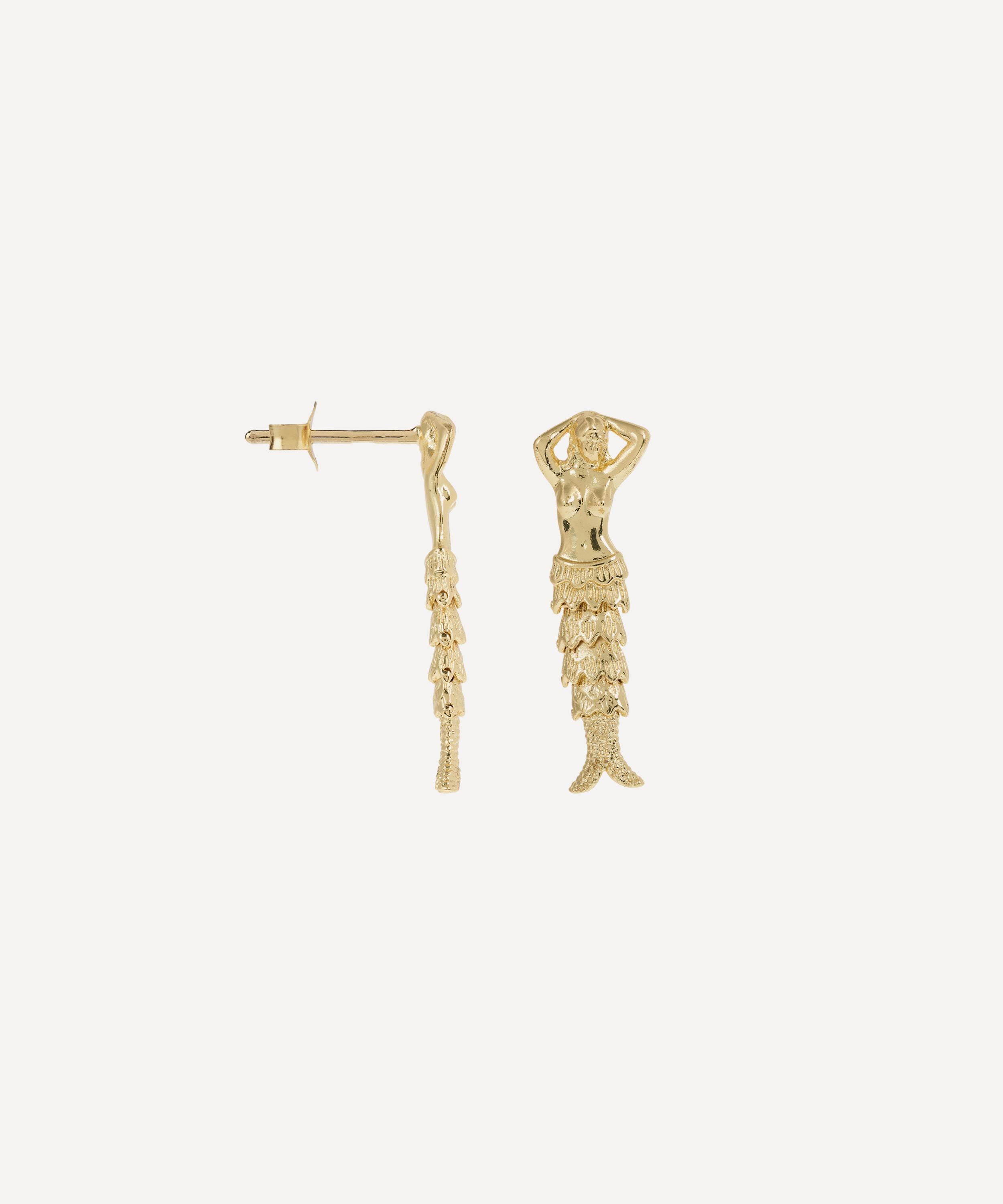 Anna + Nina - Gold-Plated Mermaid Stud Earrings image number 2