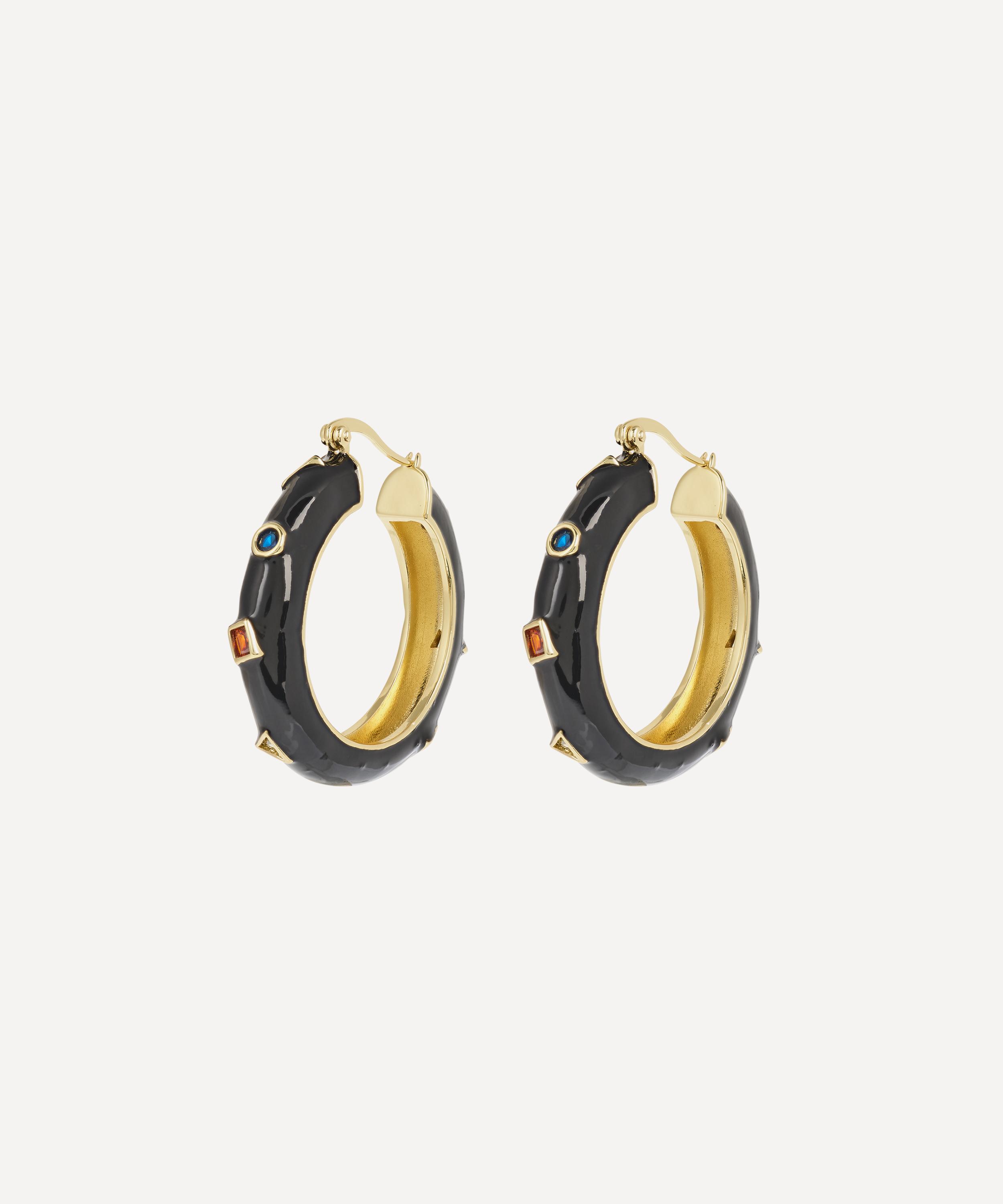 Anna + Nina - Gold-Plated Retro Prism Hoop Earrings image number 0