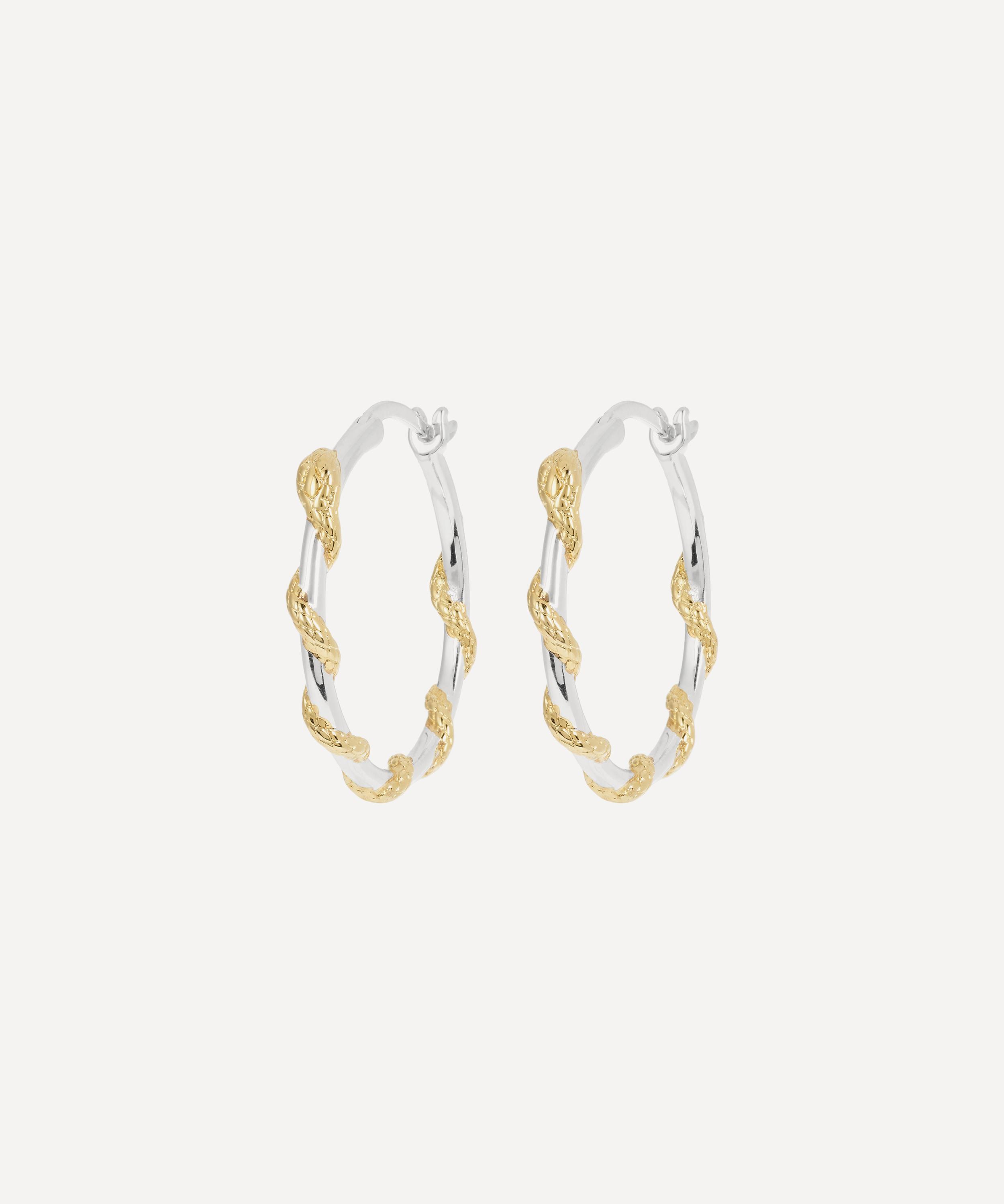 Anna + Nina - Gold-Plated Big Twisting Serpent Hoop Earrings image number 0