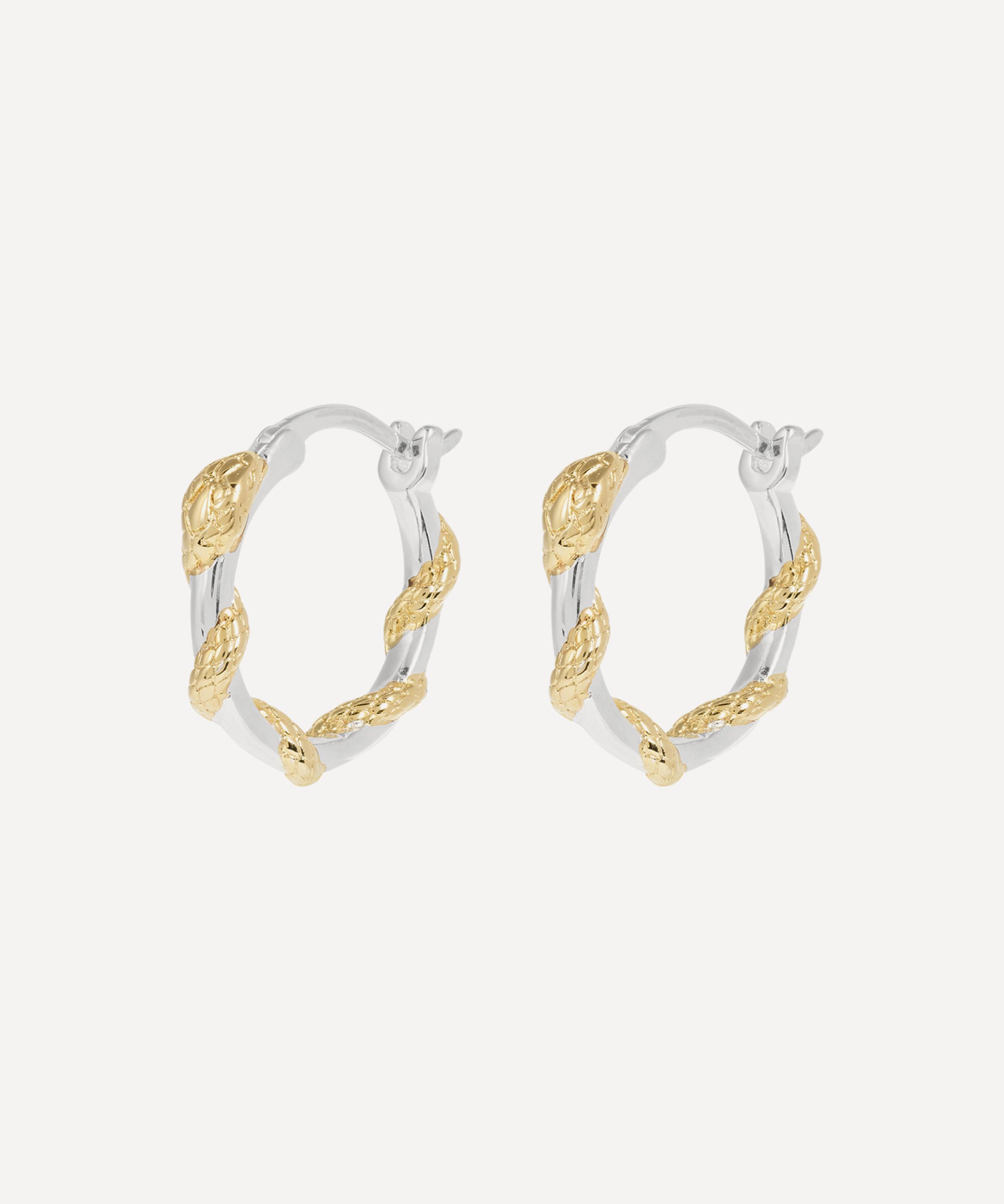 Anna + Nina - Gold-Plated Small Twisting Serpent Hoop Earrings image number 0