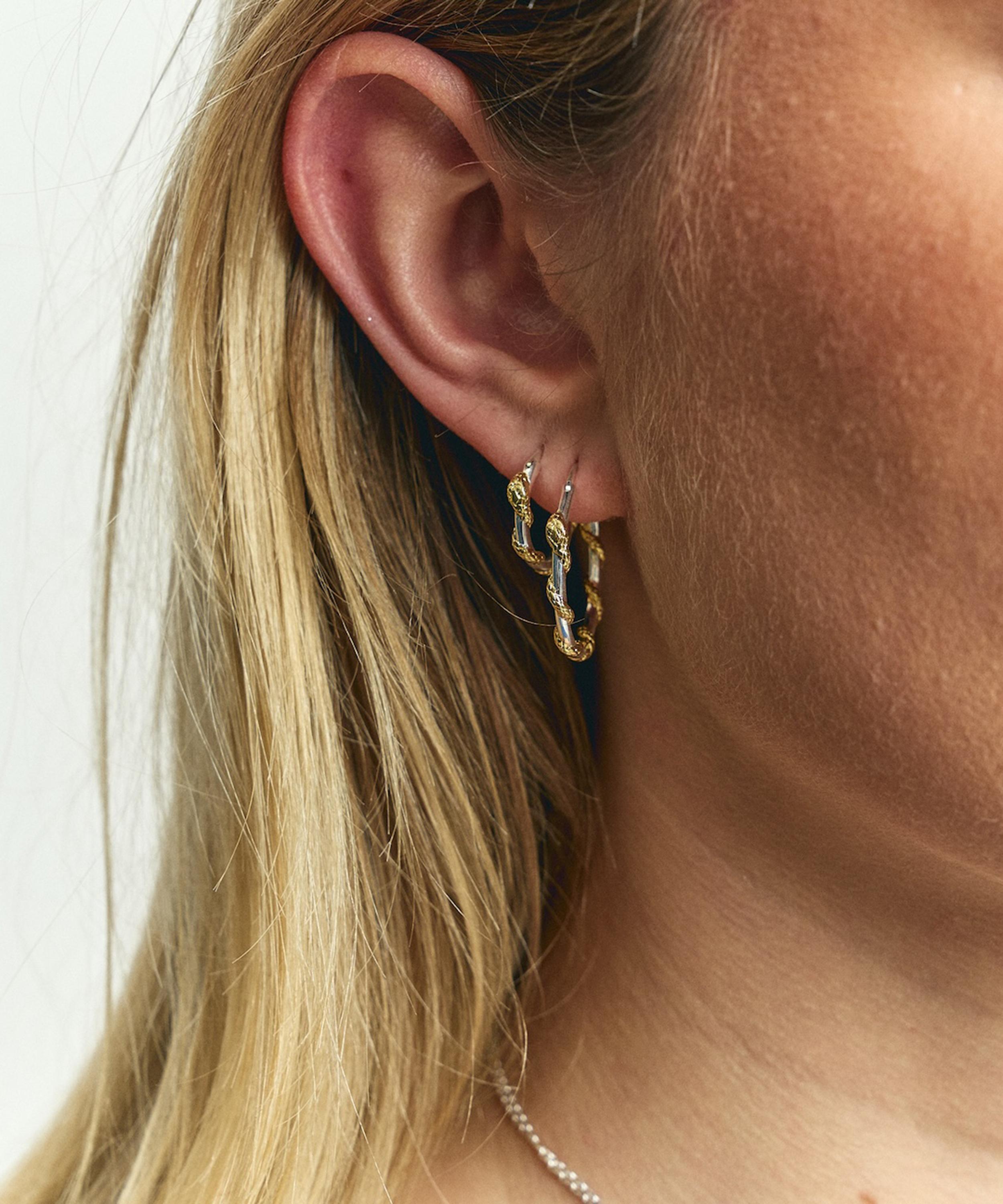 Anna + Nina - Gold-Plated Small Twisting Serpent Hoop Earrings image number 1