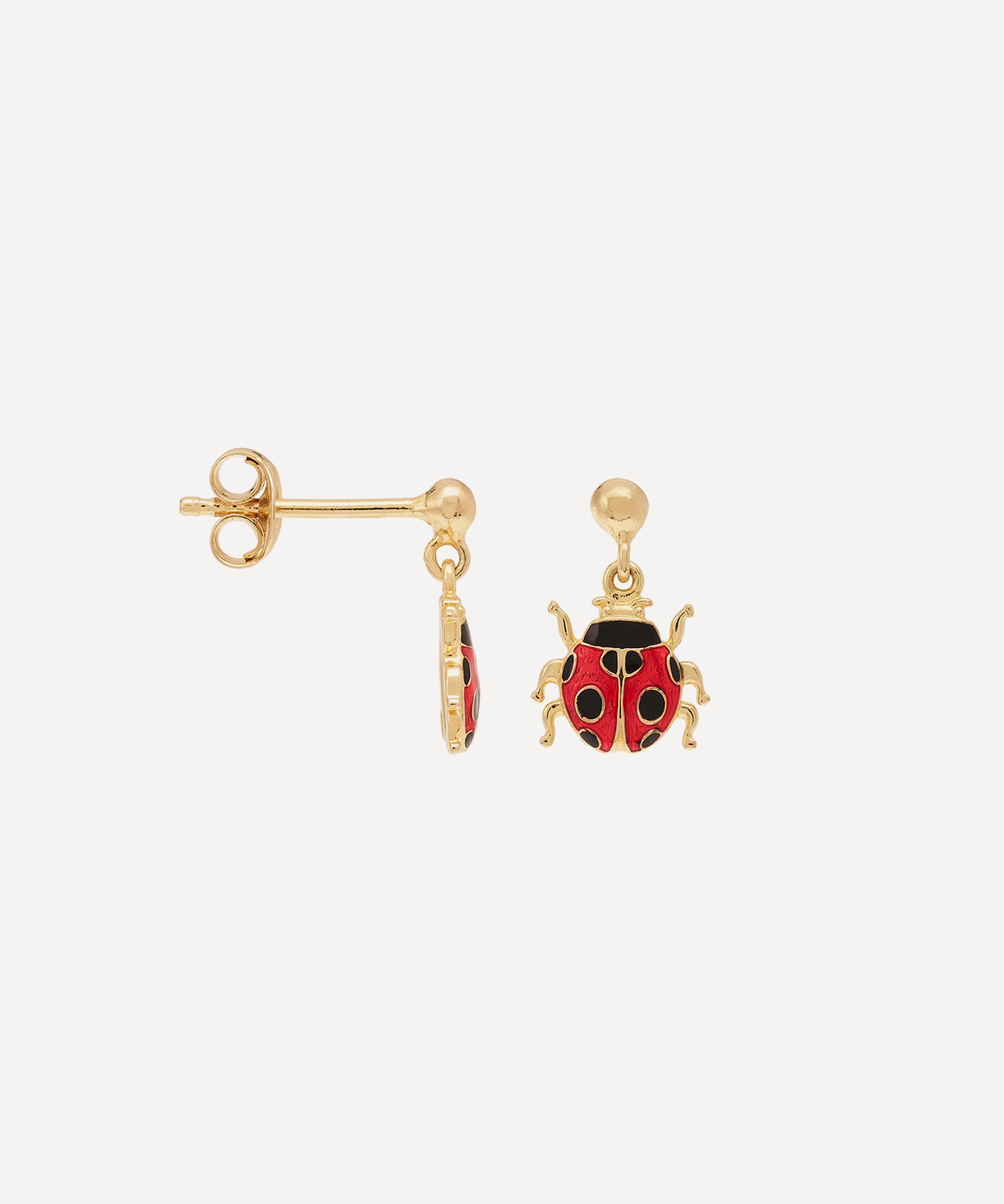 Anna + Nina - Gold-Plated Single Ladybird Stud