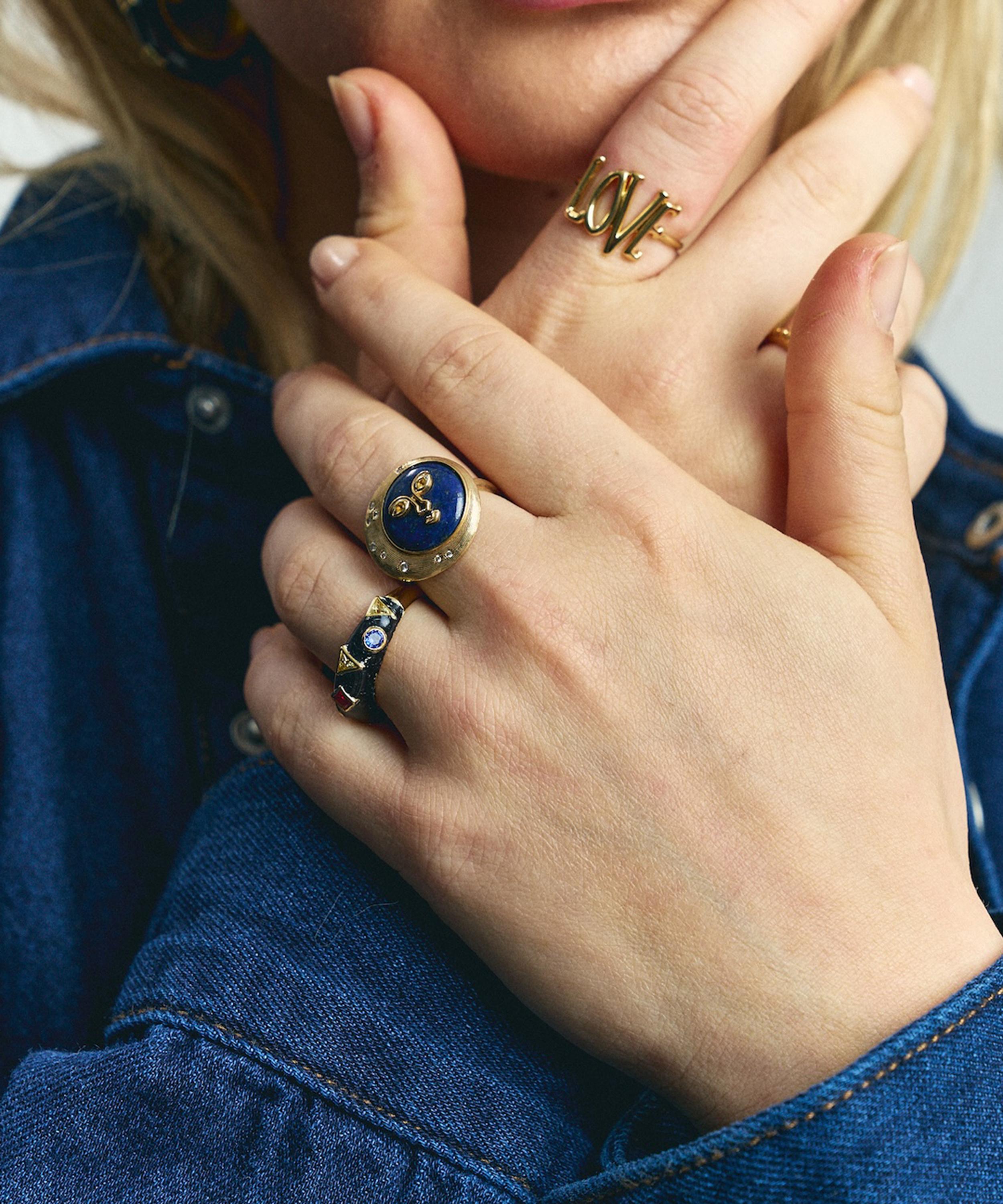 Anna + Nina - Gold-Plated Retro Prism Ring image number 1