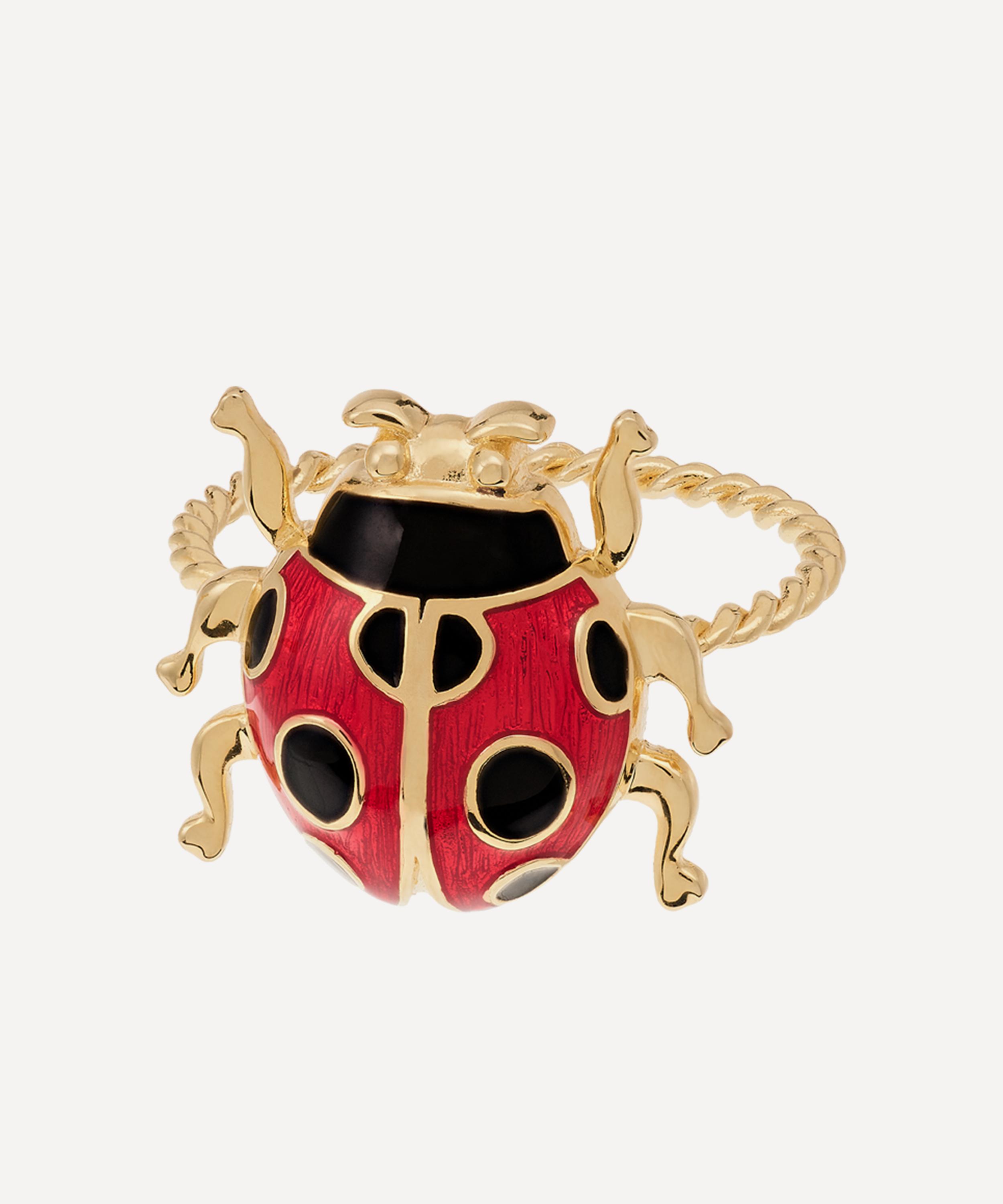 Anna + Nina - Gold-Plated Ladybird Ring image number 0