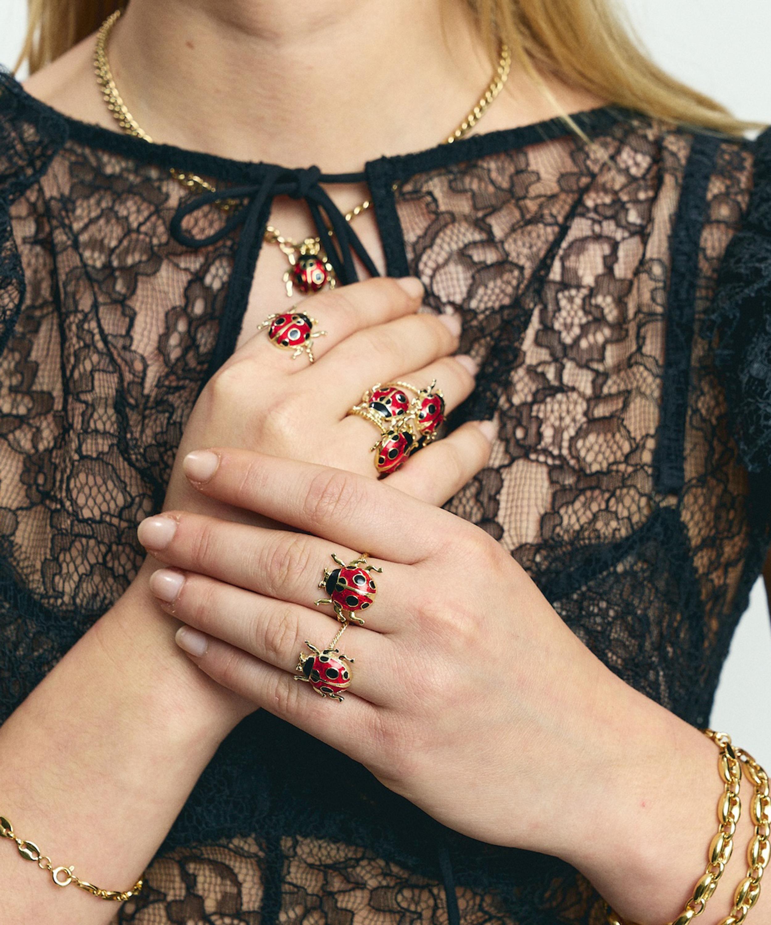 Anna + Nina - Gold-Plated Ladybird Ring image number 2