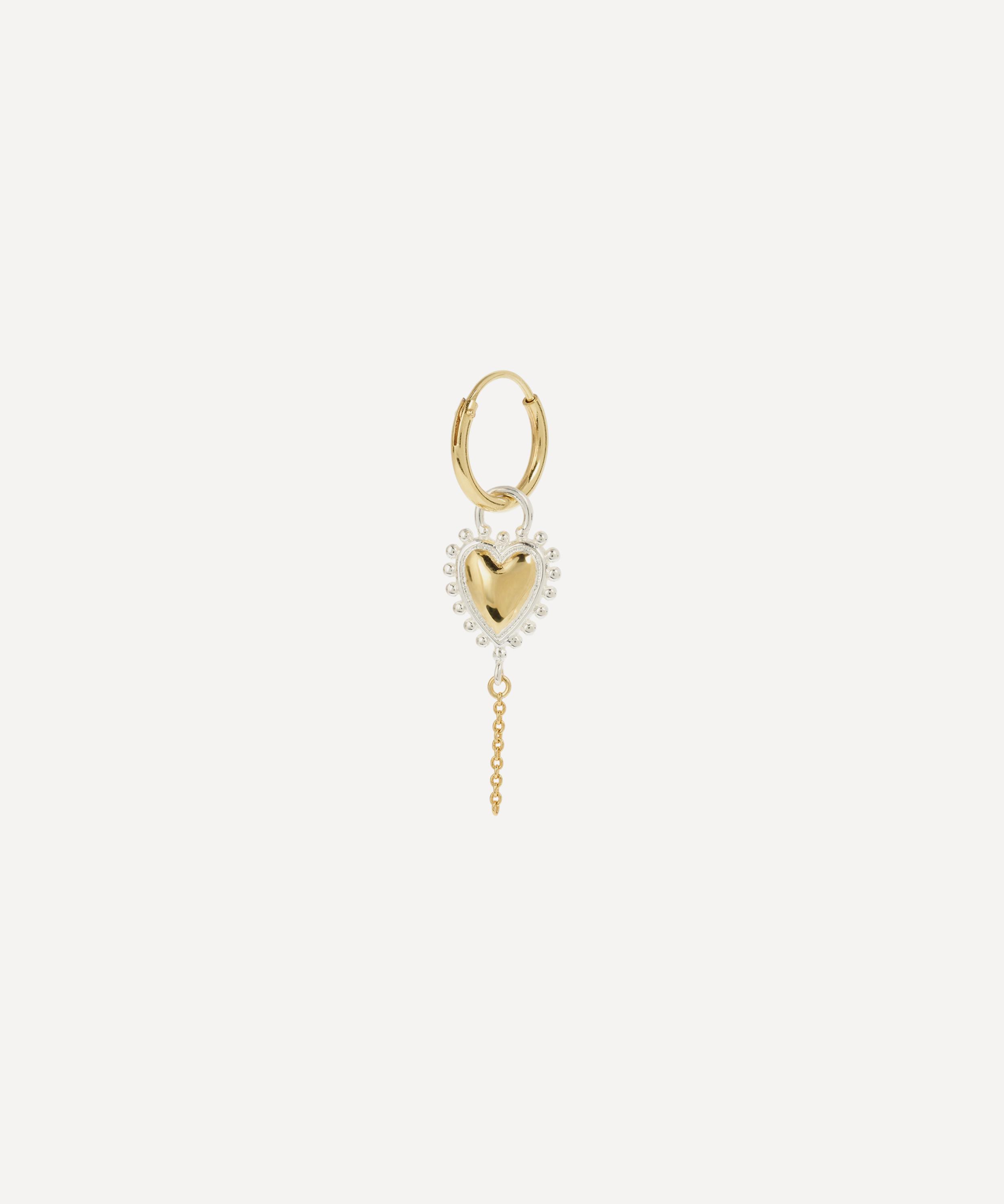Anna + Nina - Gold-Plated Single Bravery Heart Hoop Earring image number 0
