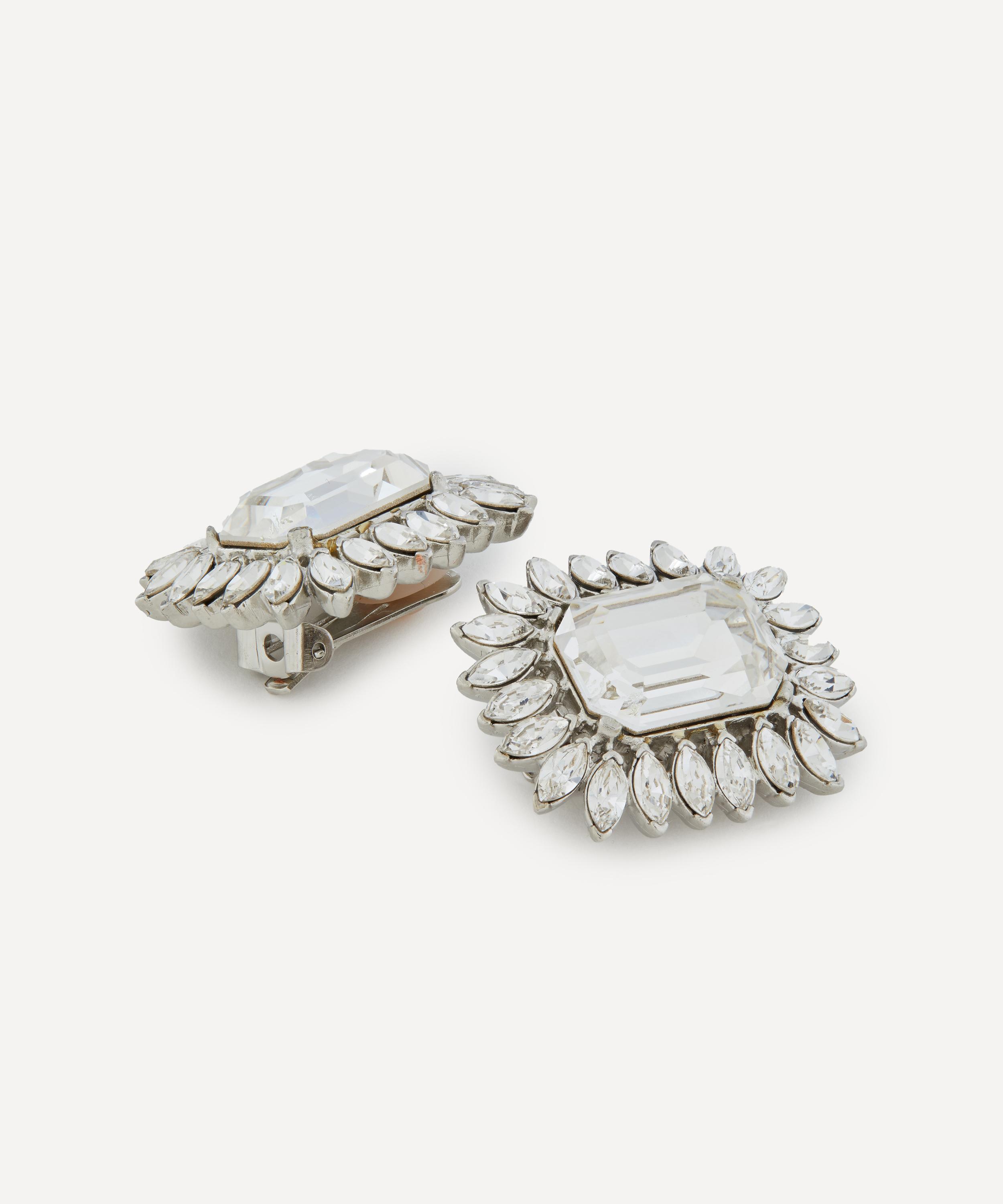 Kenneth Jay Lane - Silver-Plated Crystal Clip-On Stud Earrings image number 1