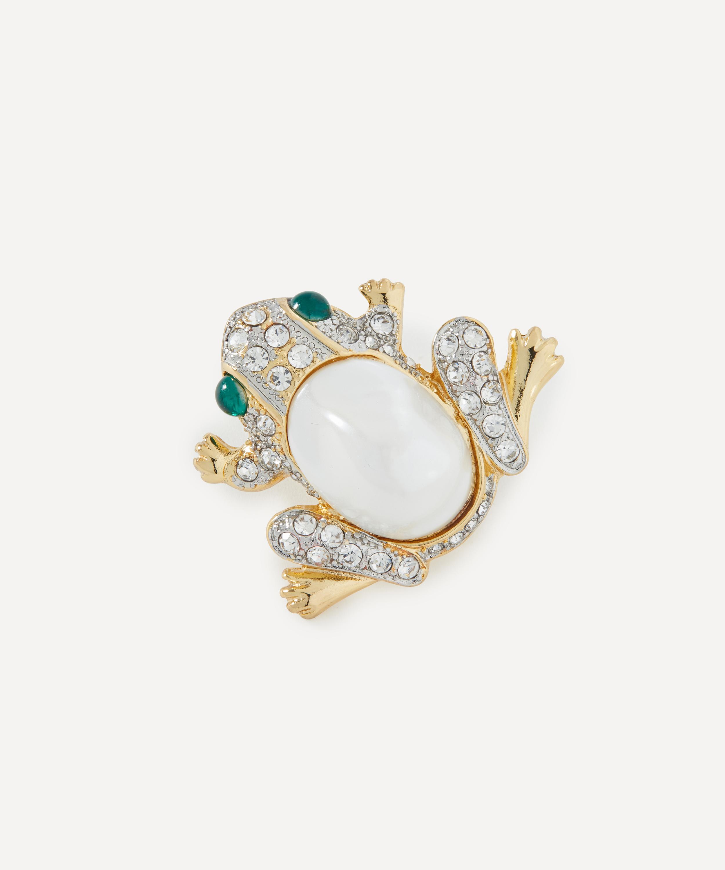 Kenneth Jay Lane - Gold-Plated Crystal Frog Brooch image number 0