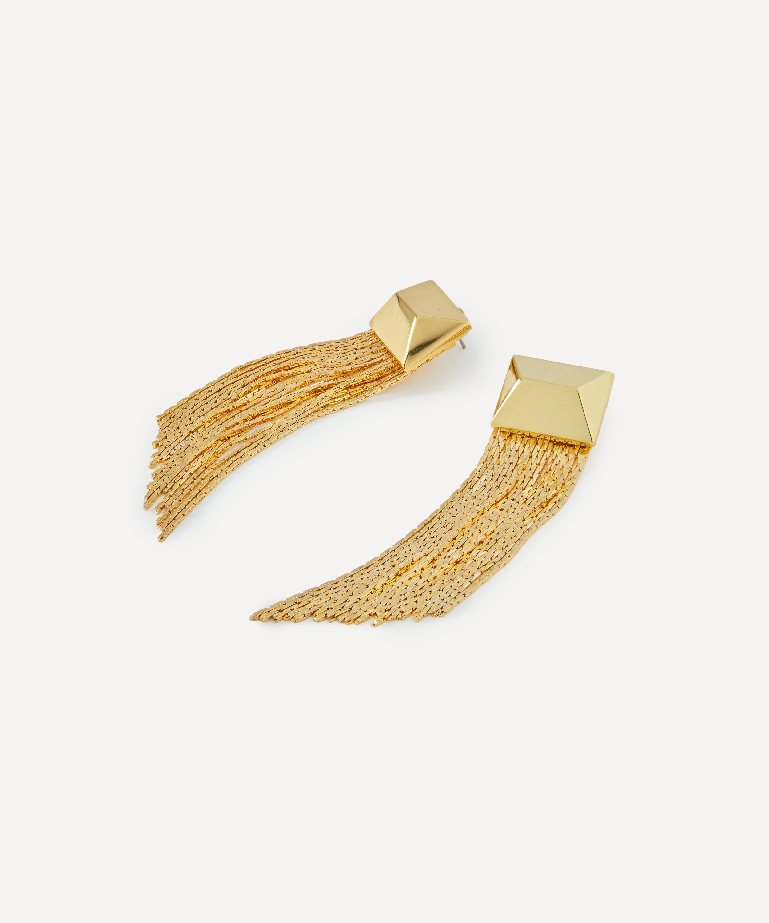 Kenneth Jay Lane - Gold-Plated Fringe Ear Jacket Earrings image number 1