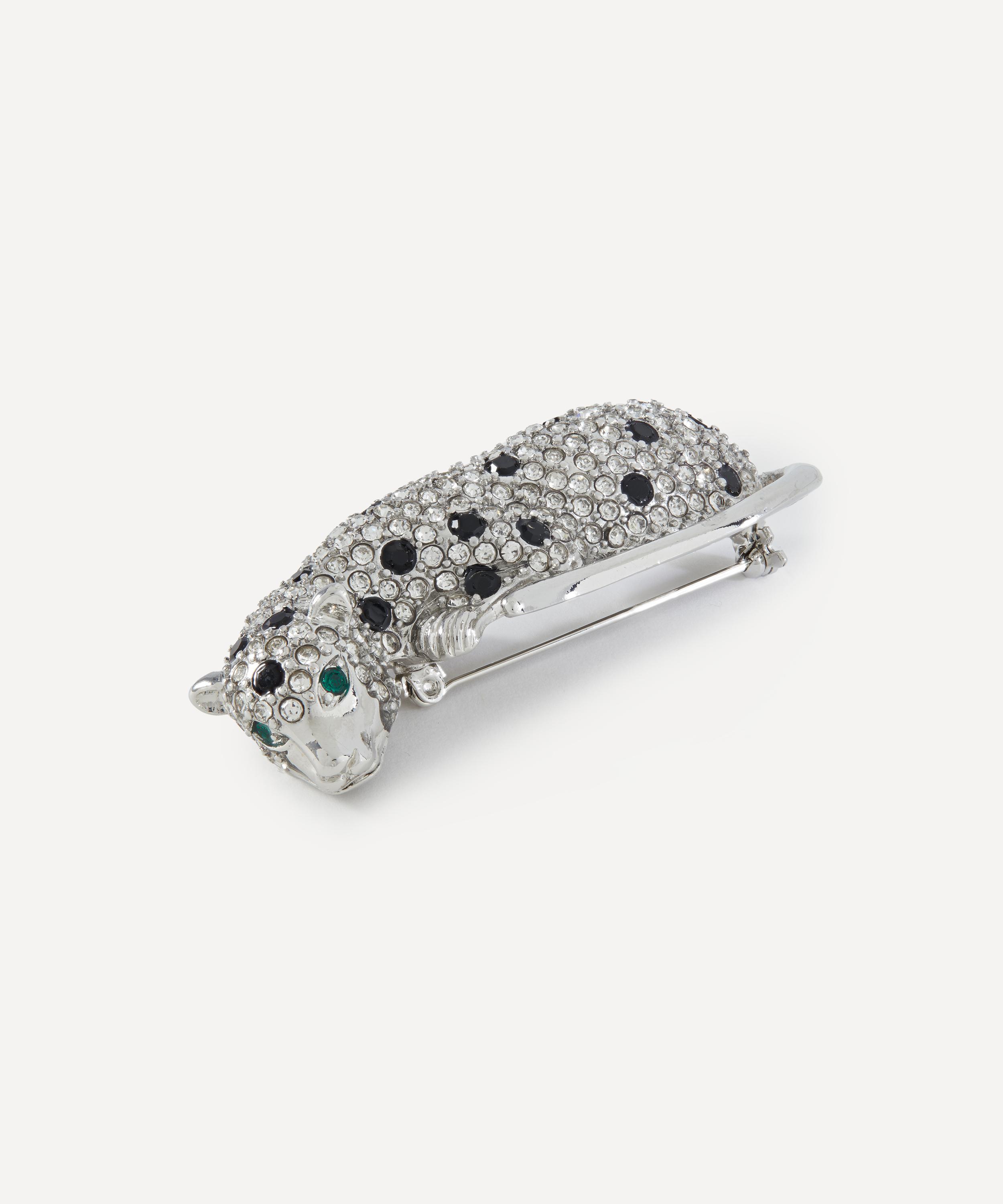 Kenneth Jay Lane - Crystal Leopard Brooch image number 1